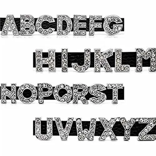 Rhinestone Alphabet Letter T Charm Beads For Slider Style Buckle Charm Bracelet!