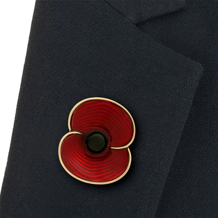 Ripples of Remembrance Poppy Gold Tone Brooch