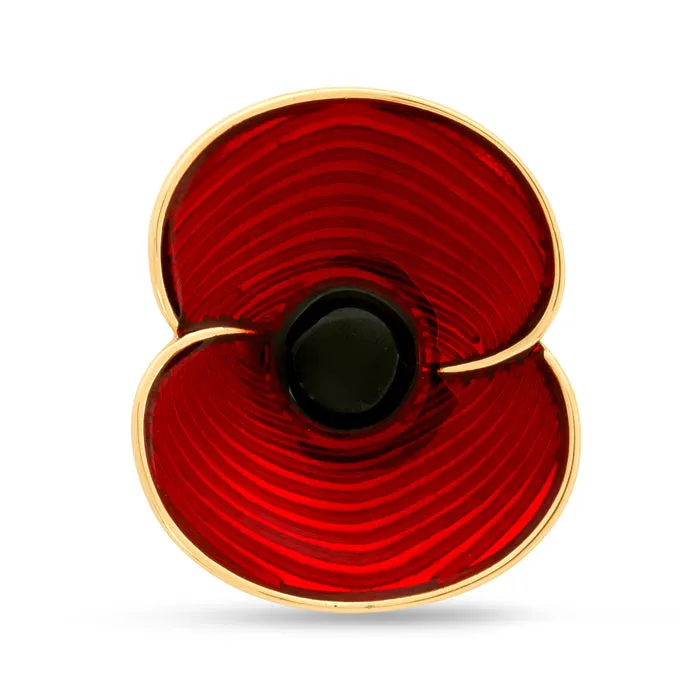 Ripples of Remembrance Poppy Gold Tone Brooch
