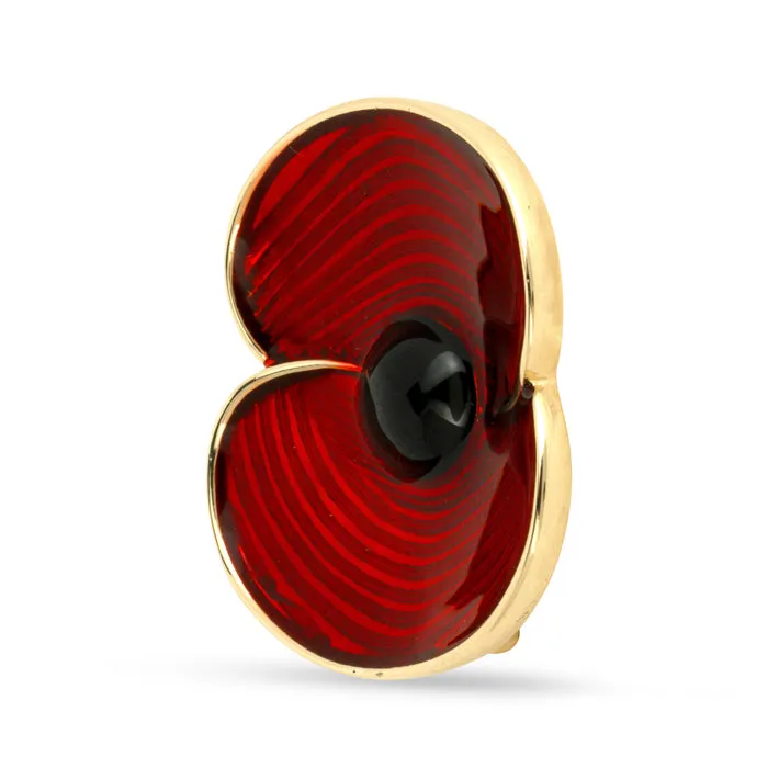 Ripples of Remembrance Poppy Gold Tone Brooch