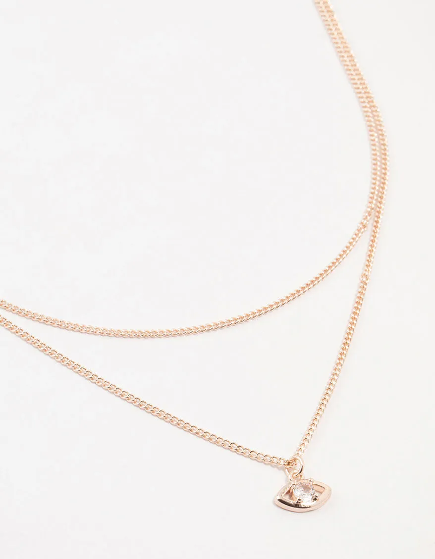 Rose Gold Plated Evil Eye Necklaces 2-Pack