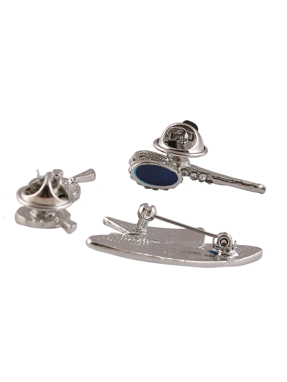 Set of 3 Classic & Stylish Shiny Silver Metal Pin Brooch