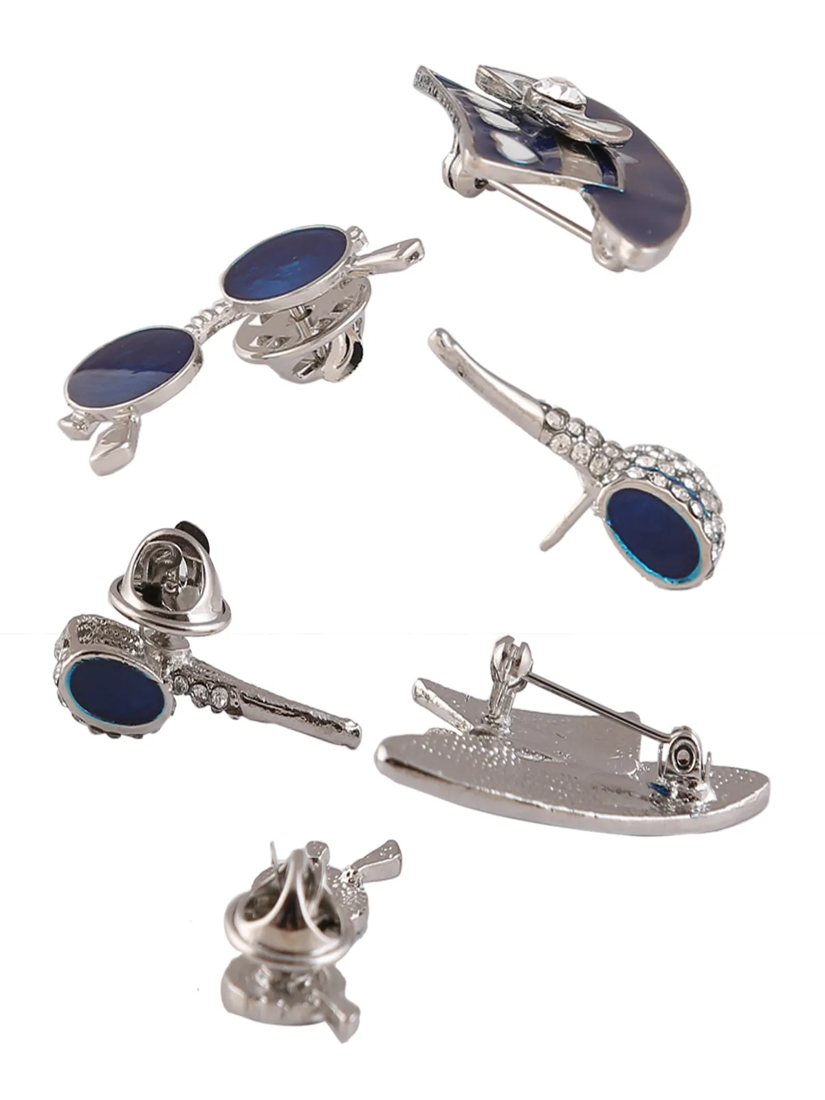 Set of 3 Classic & Stylish Shiny Silver Metal Pin Brooch