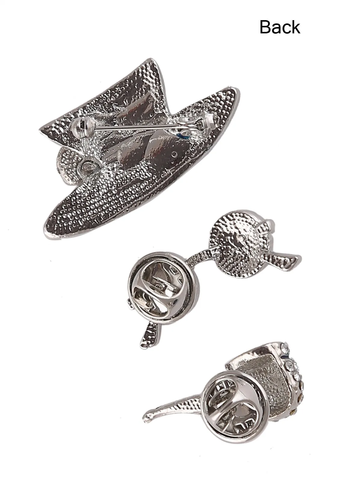 Set of 3 Classic & Stylish Shiny Silver Metal Pin Brooch