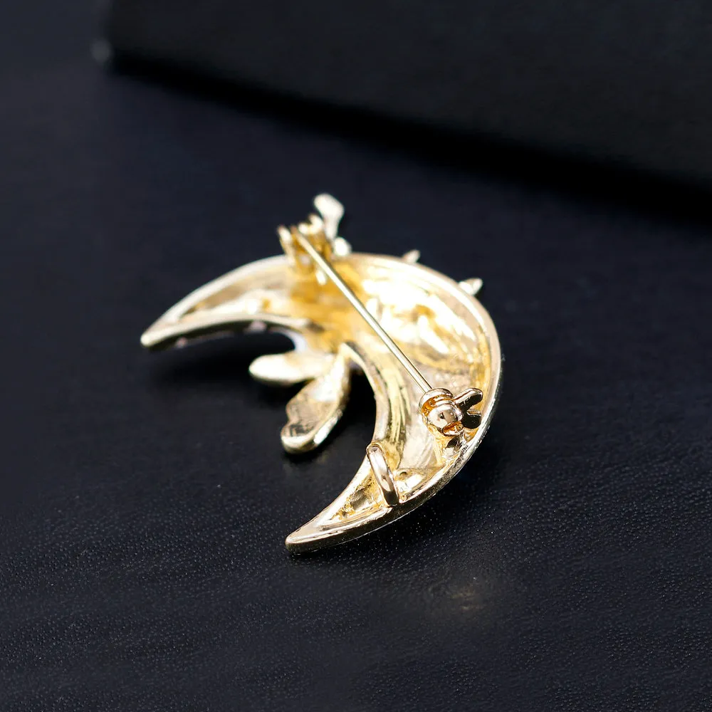 Shiny Angel Moon Brooch-Fashion Accessories-Holiday Gifts-Vintage Brooches-Perfect Gifts for Women