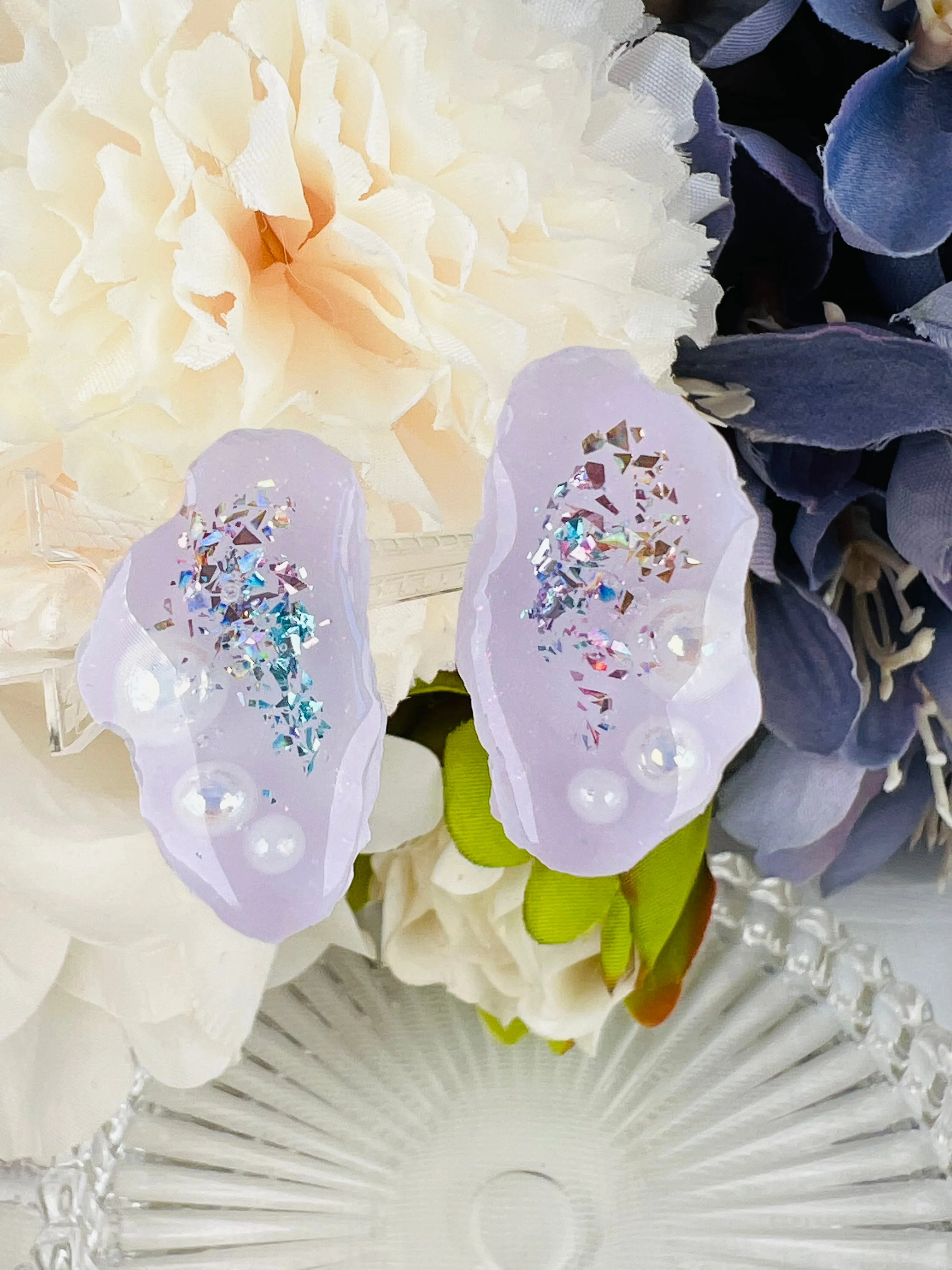Shiny rock earrings