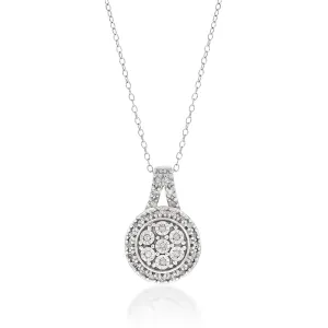 Silver 0.10 Carat Diamond Round Cluster Pendant