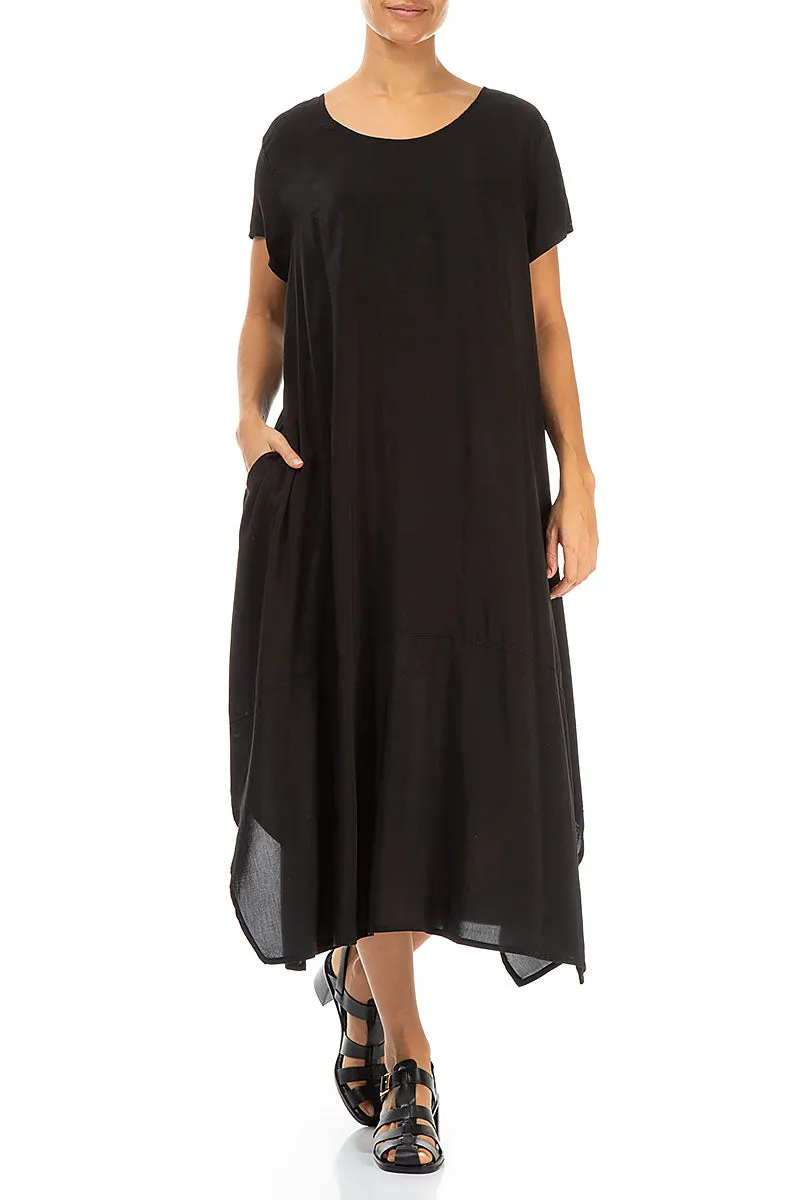 Single Pocket Black Silk Bamboo Dress