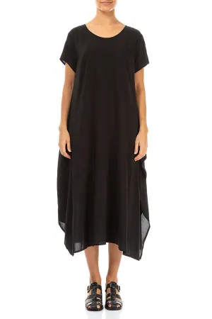 Single Pocket Black Silk Bamboo Dress