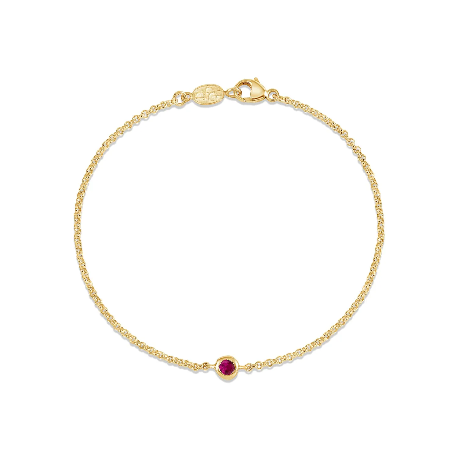 Single Ruby Dewdrop Chain Bracelet
