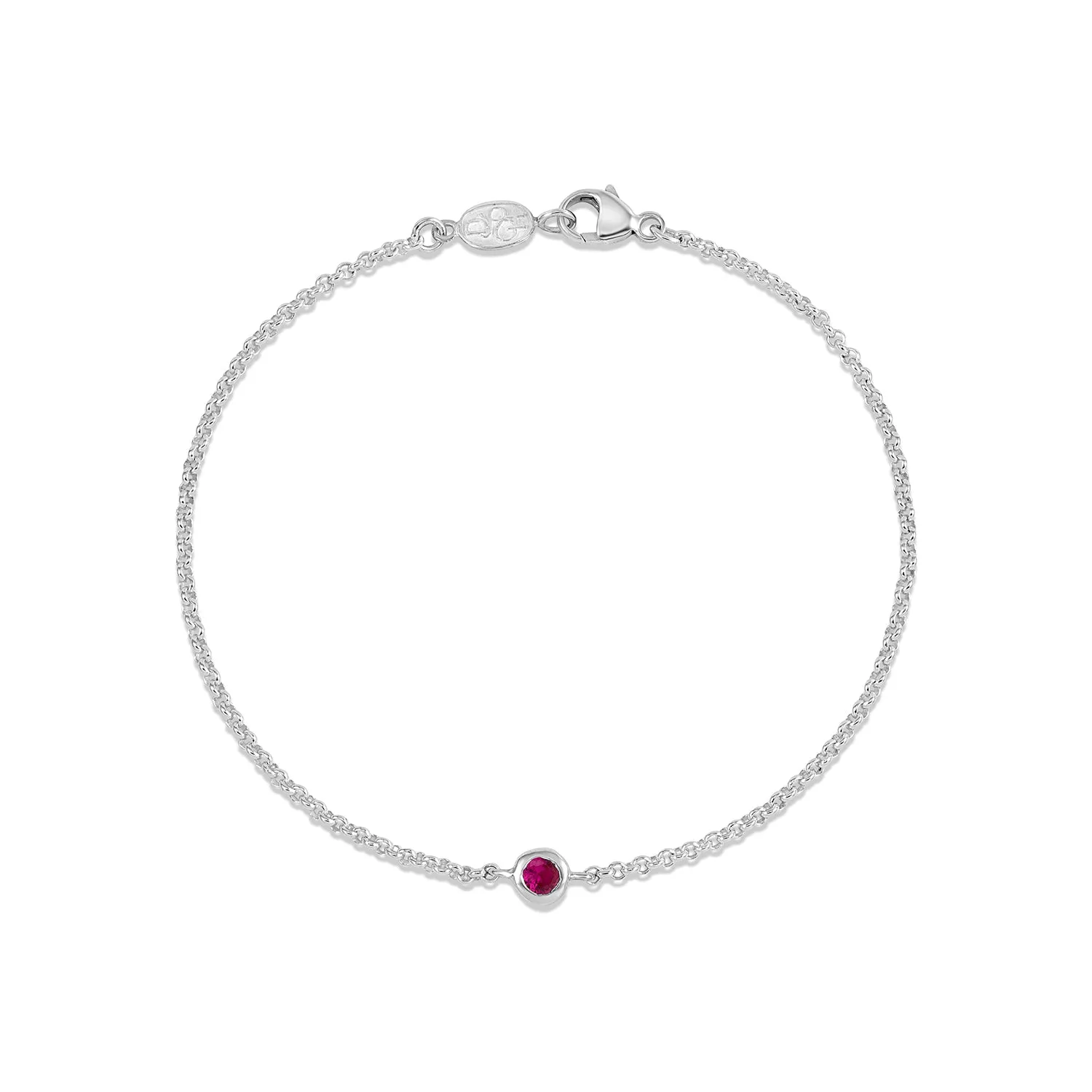 Single Ruby Dewdrop Chain Bracelet
