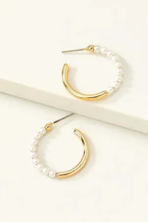 Skinny Hoop with Half Pearl