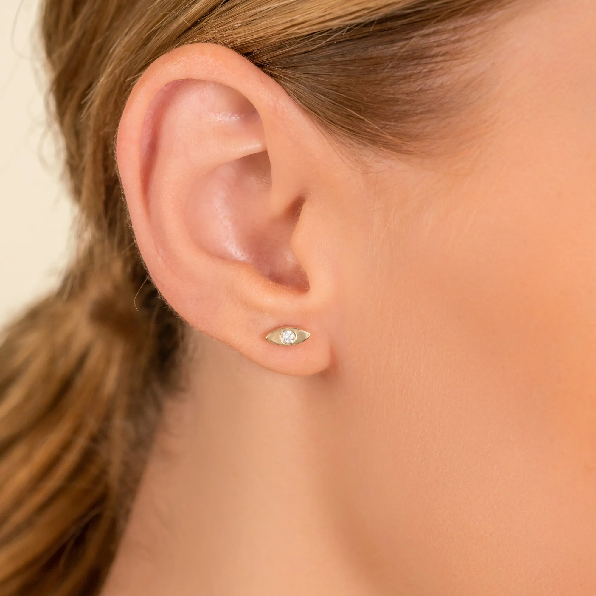 Solid Gold Diamond Eye Studs, Kinsley