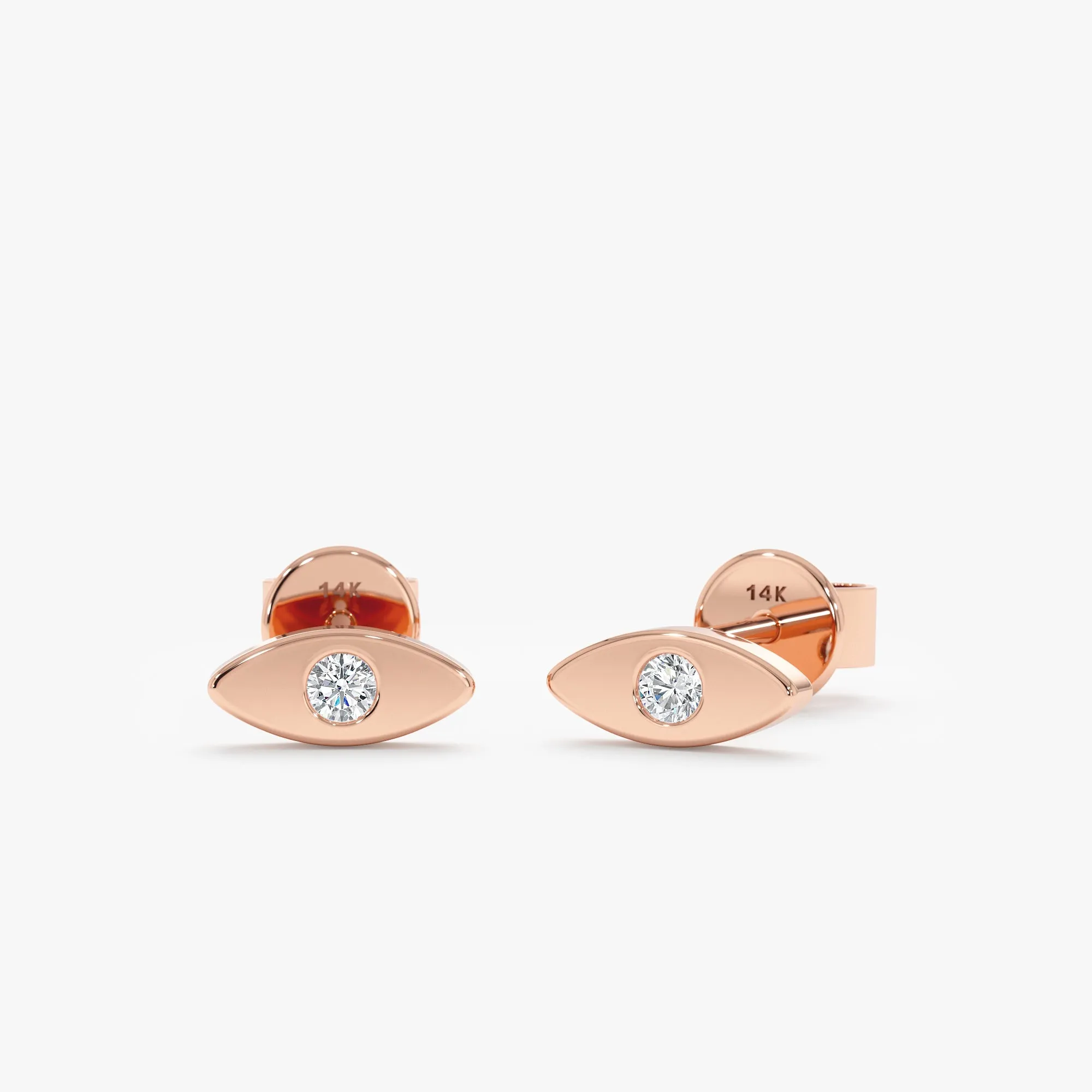 Solid Gold Diamond Eye Studs, Kinsley
