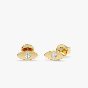 Solid Gold Diamond Eye Studs, Kinsley