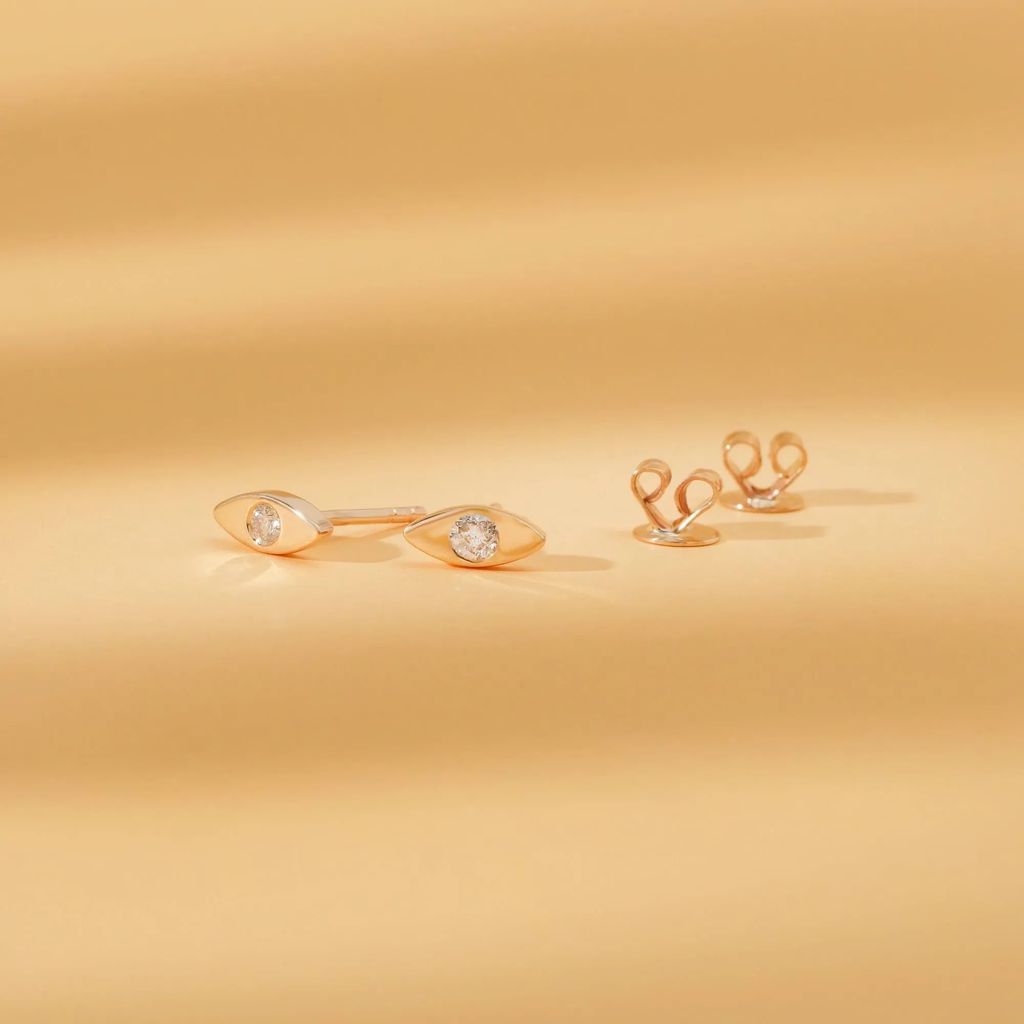Solid Gold Diamond Eye Studs, Kinsley