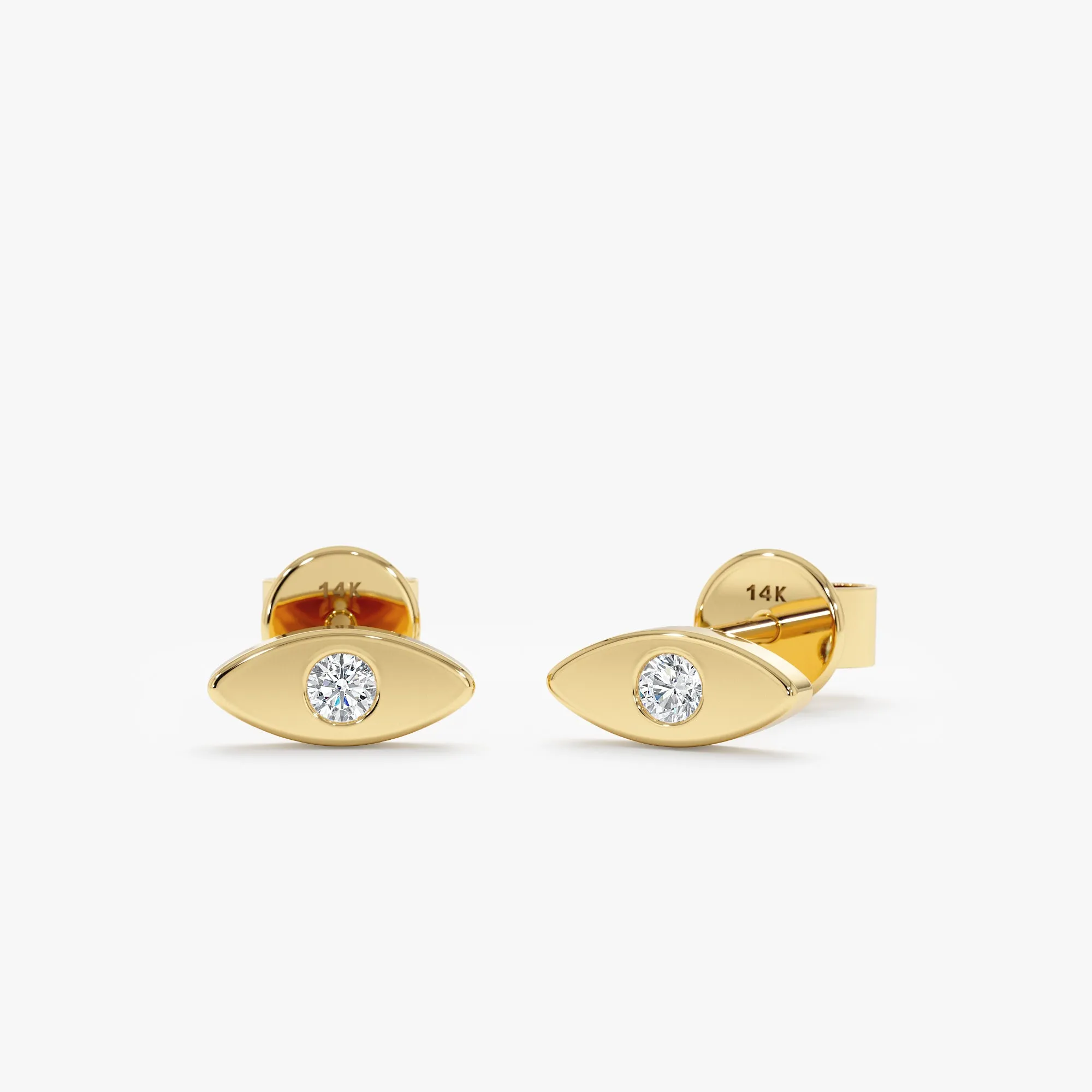 Solid Gold Diamond Eye Studs, Kinsley