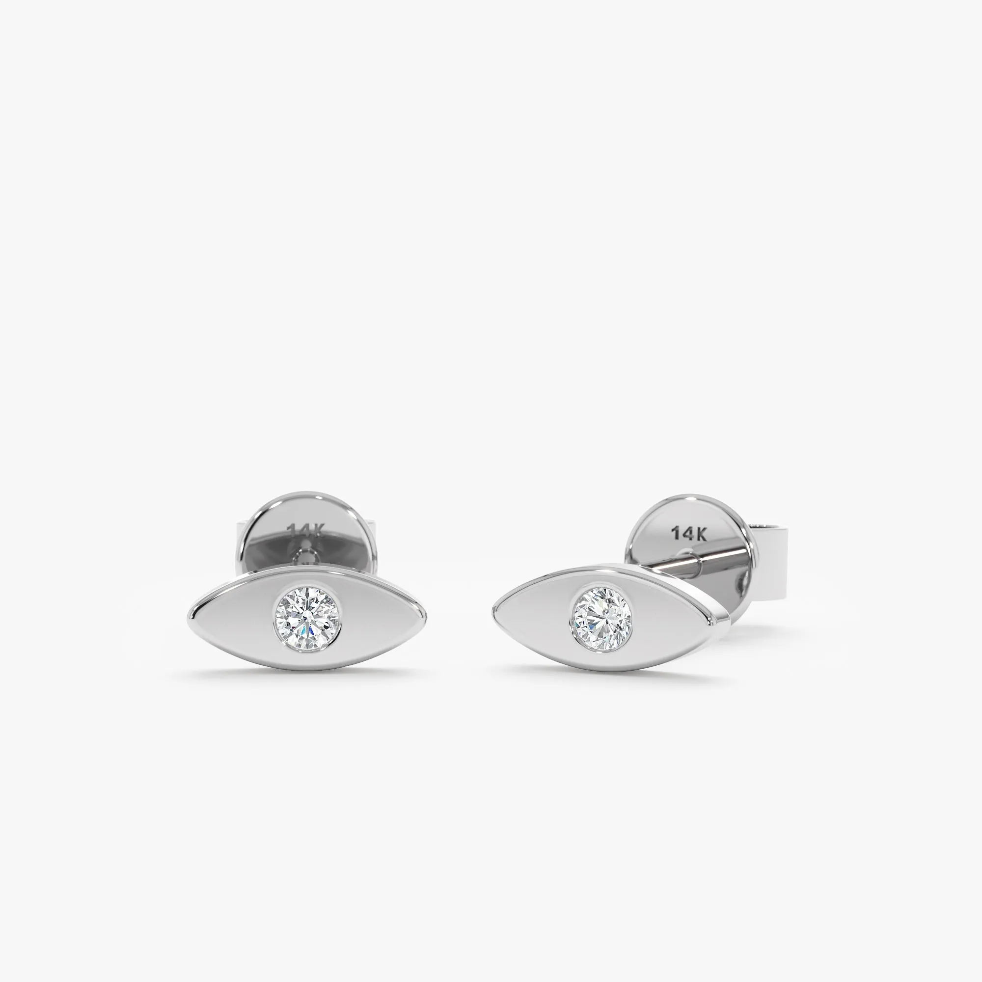 Solid Gold Diamond Eye Studs, Kinsley