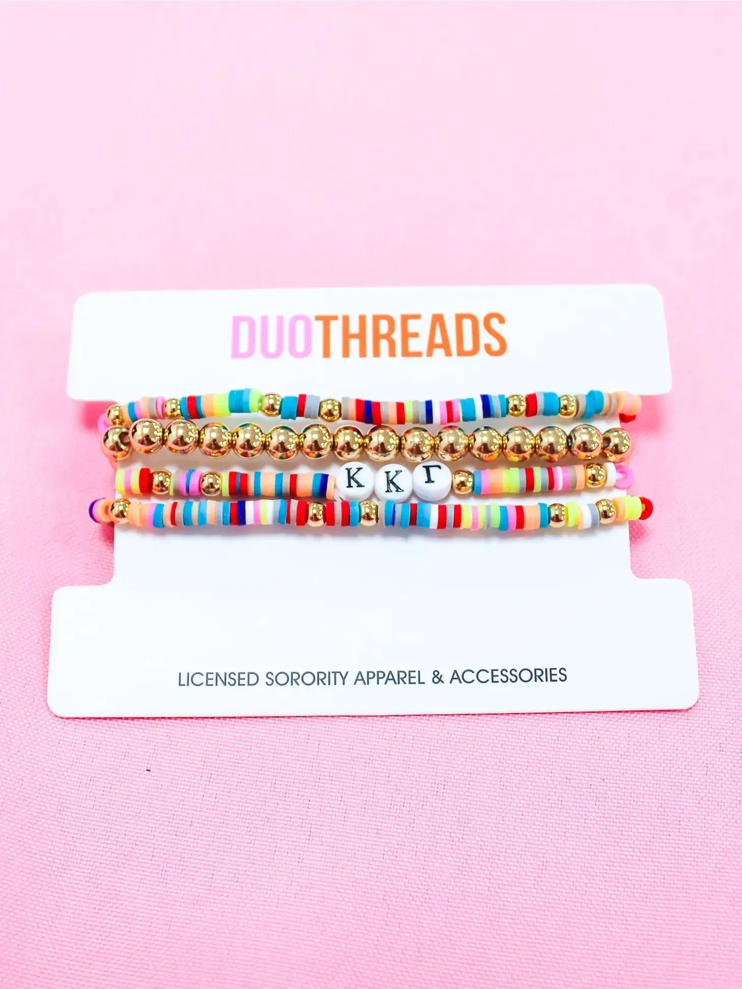 Sorority Greek Letter Beaded Bracelet Stack