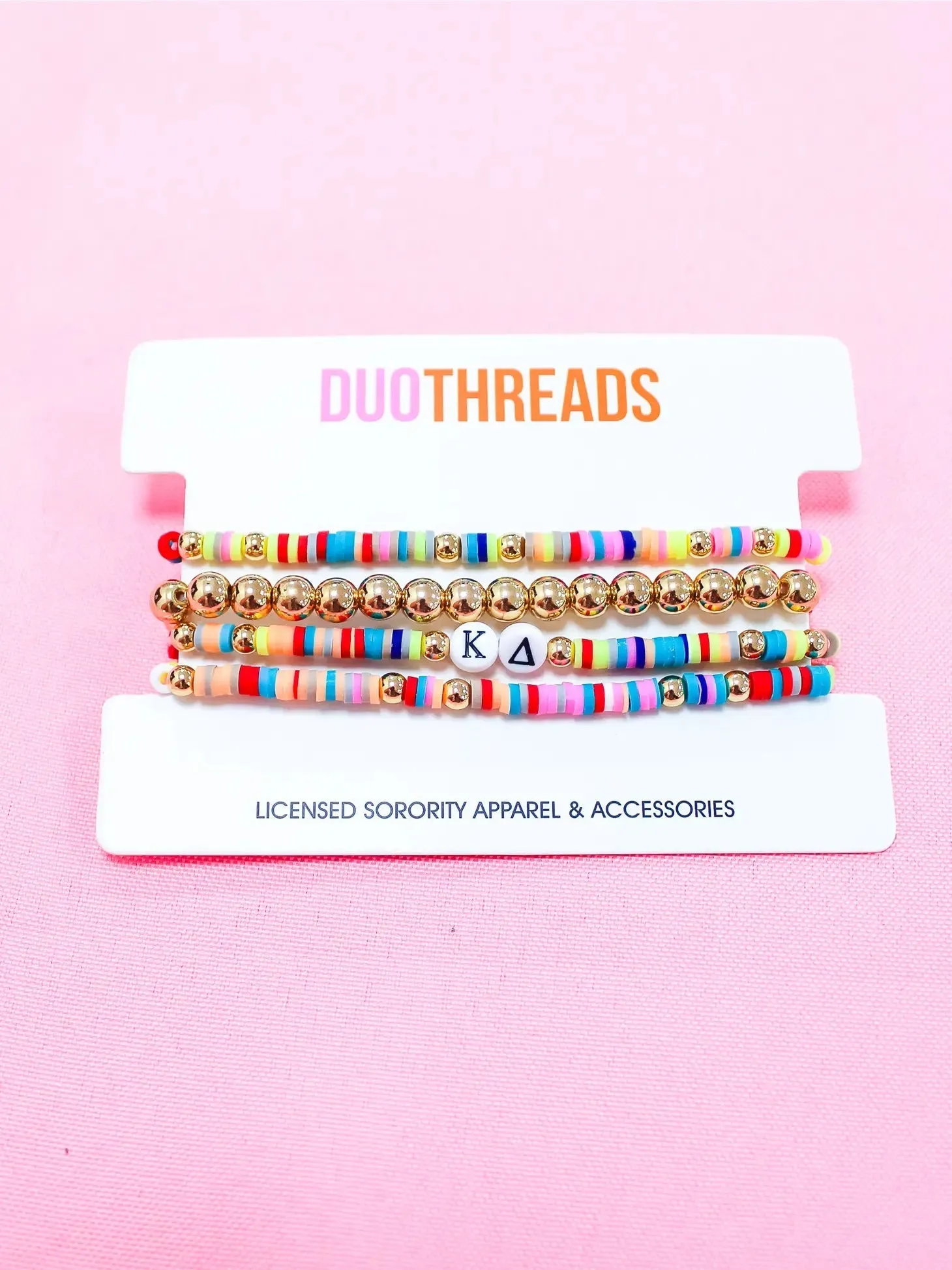 Sorority Greek Letter Beaded Bracelet Stack