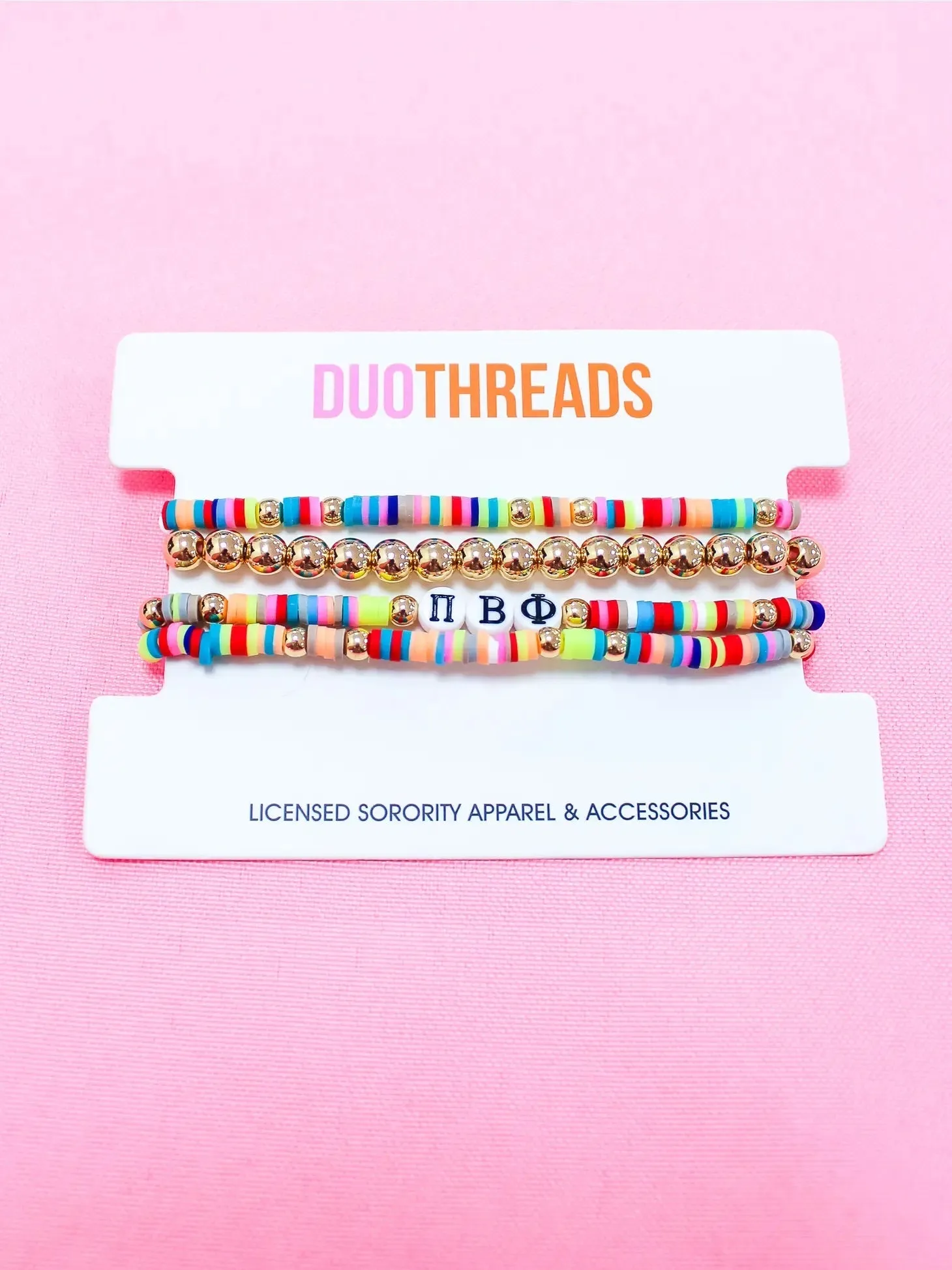 Sorority Greek Letter Beaded Bracelet Stack