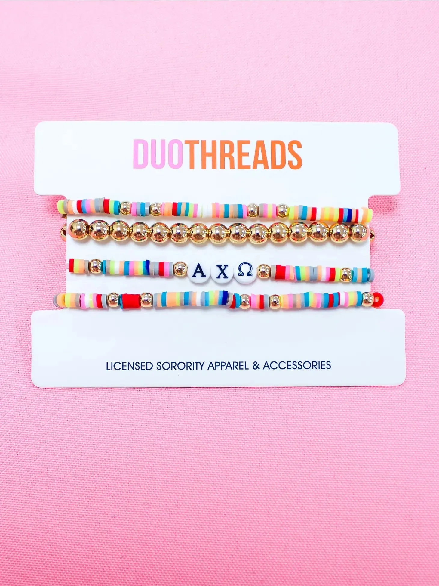Sorority Greek Letter Beaded Bracelet Stack
