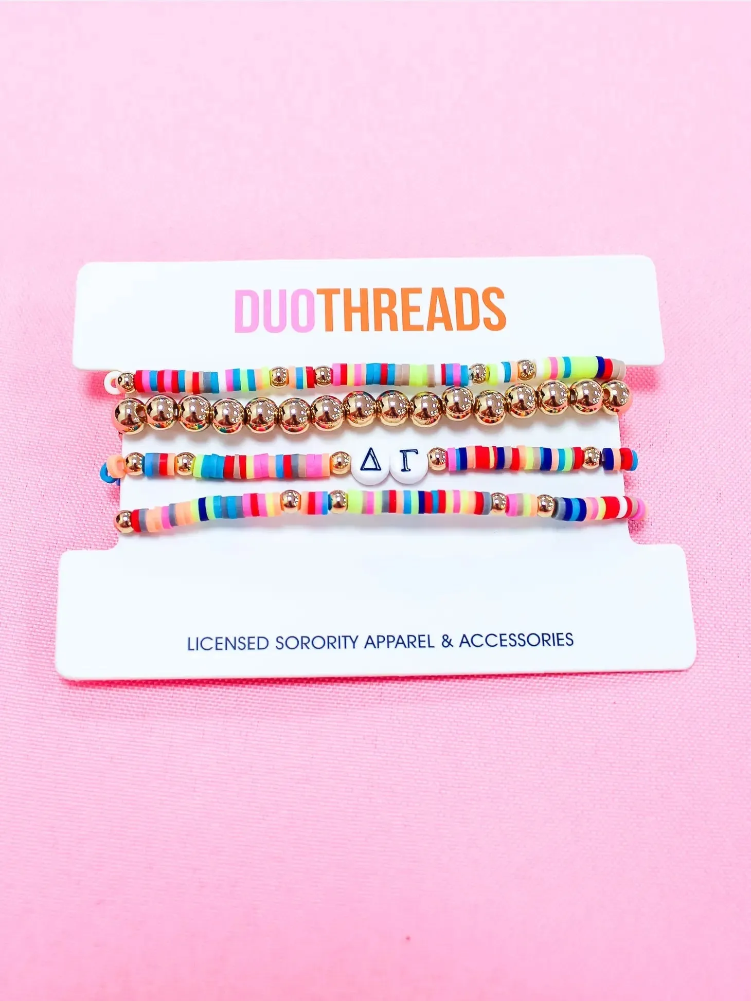 Sorority Greek Letter Beaded Bracelet Stack