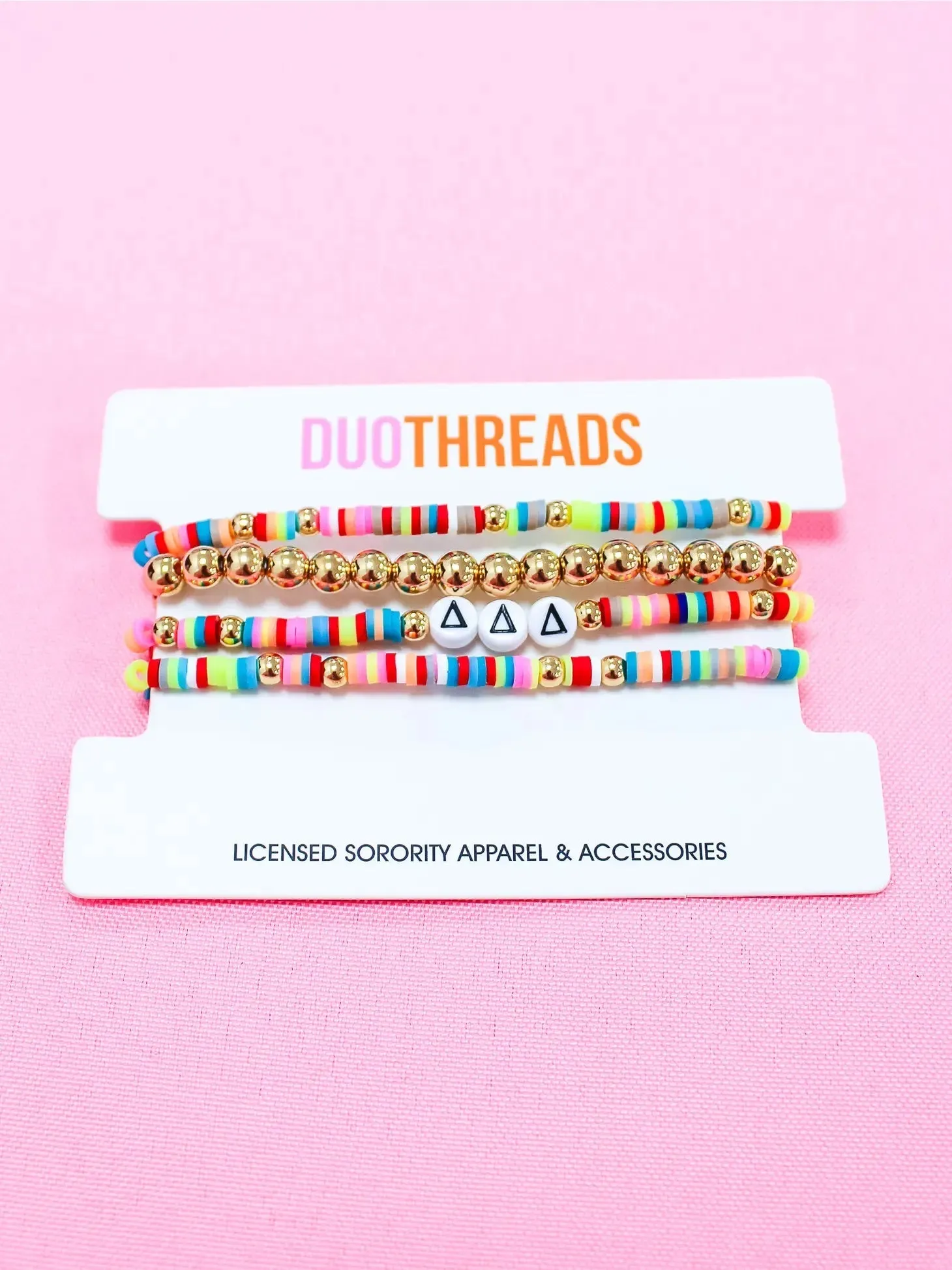 Sorority Greek Letter Beaded Bracelet Stack
