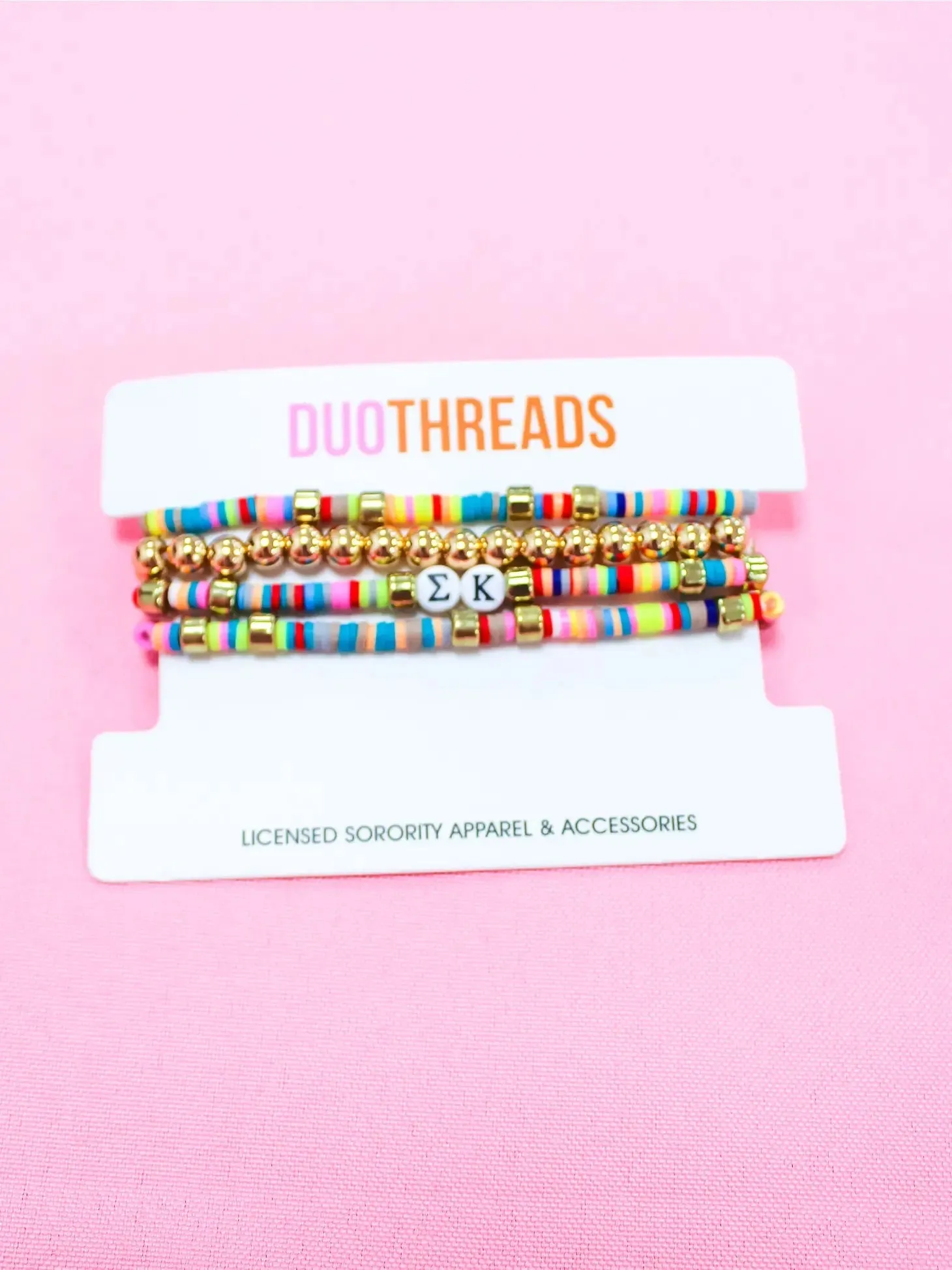 Sorority Greek Letter Beaded Bracelet Stack