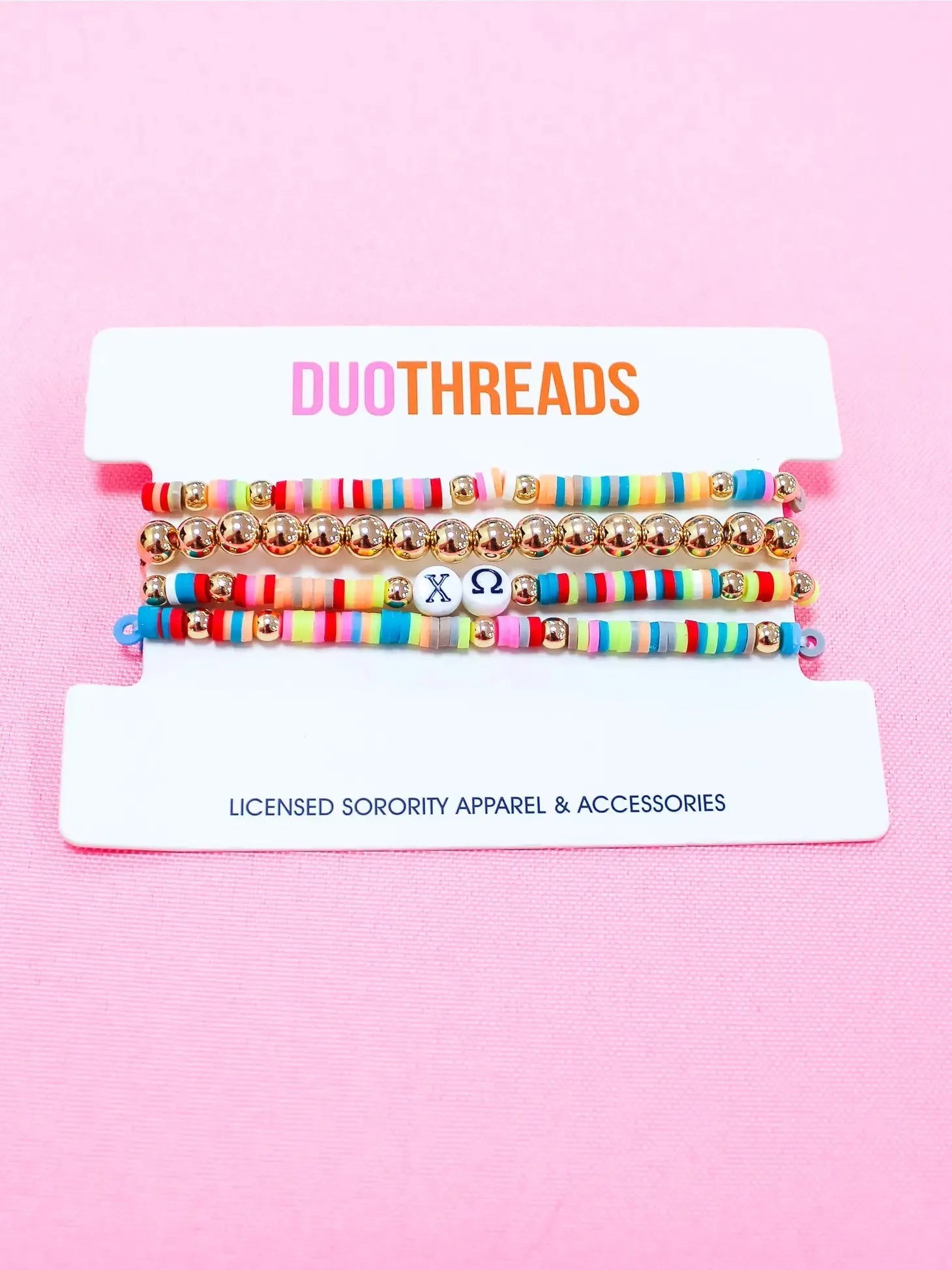 Sorority Greek Letter Beaded Bracelet Stack