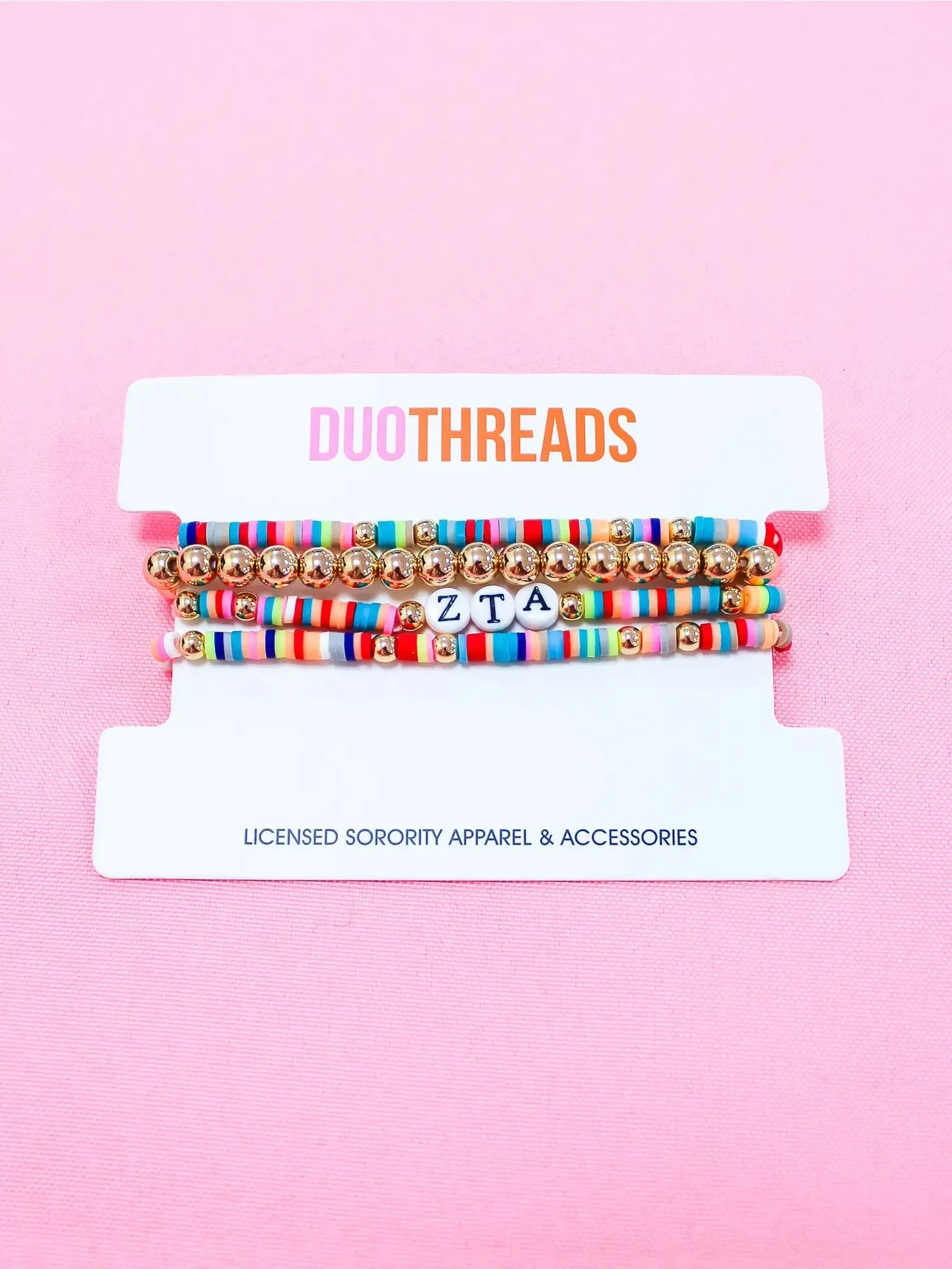 Sorority Greek Letter Beaded Bracelet Stack