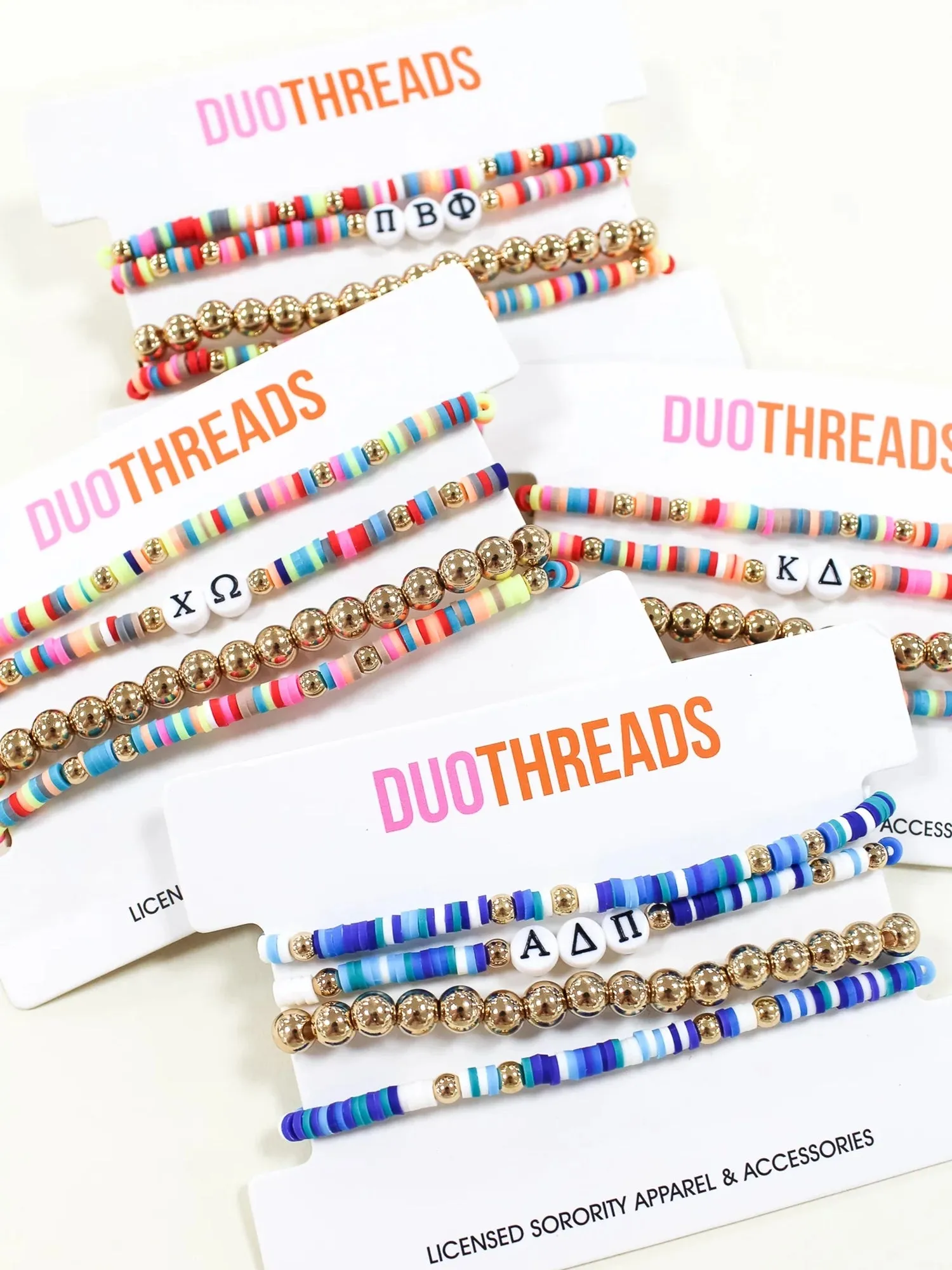 Sorority Greek Letter Beaded Bracelet Stack