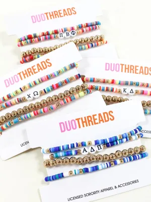Sorority Greek Letter Beaded Bracelet Stack