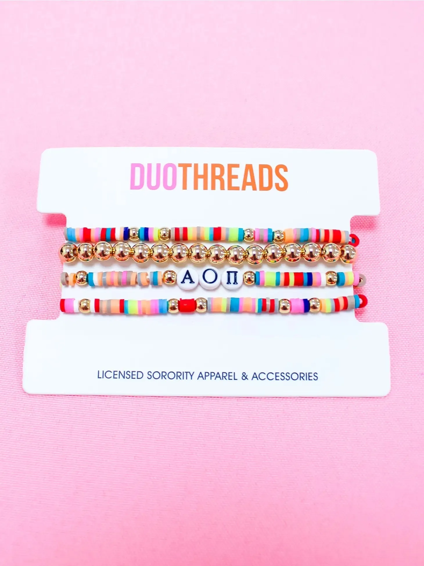 Sorority Greek Letter Beaded Bracelet Stack