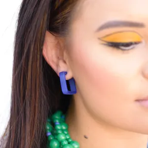 Square Shiny Lucite Hoop Earrings