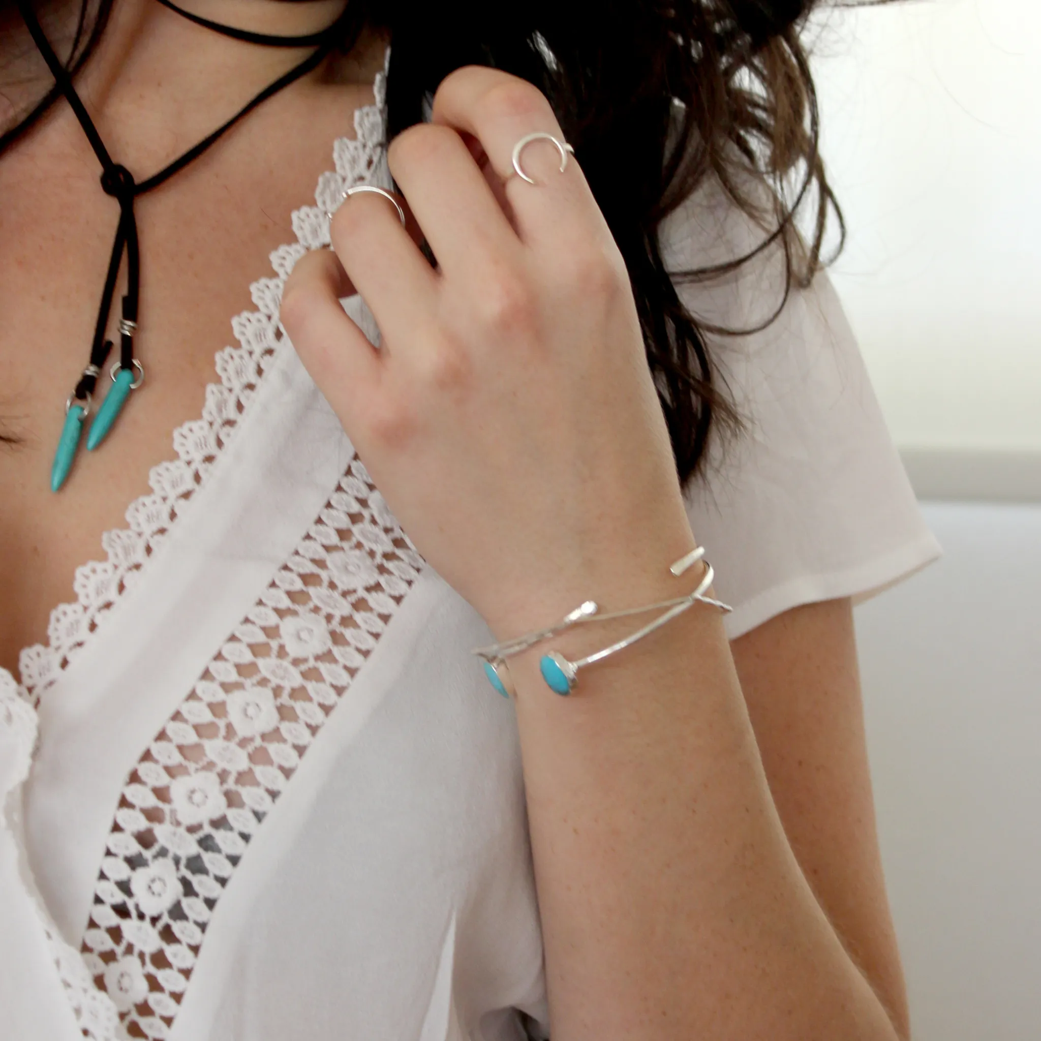 Stand Strong // Turquoise Bangle, Silver or Gold, Blue Stone, Southwest Jewelry // BH-B008