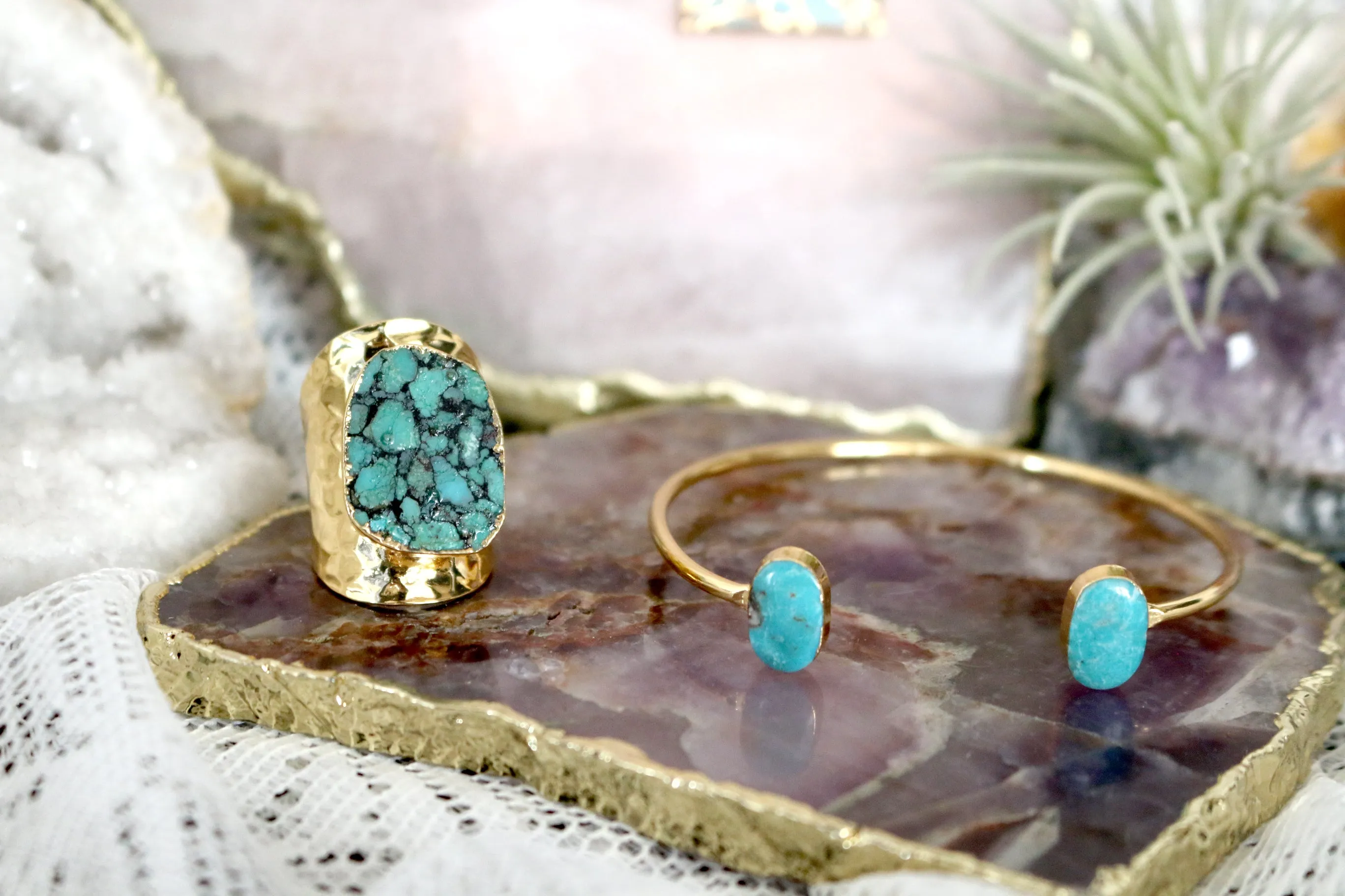 Stand Strong // Turquoise Bangle, Silver or Gold, Blue Stone, Southwest Jewelry // BH-B008