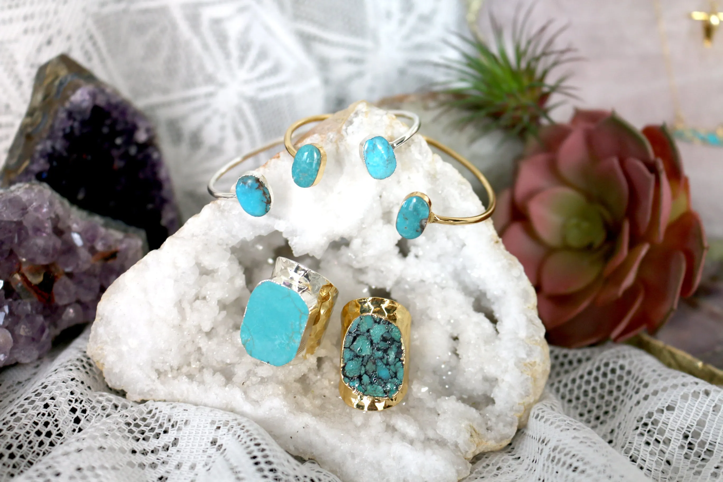 Stand Strong // Turquoise Bangle, Silver or Gold, Blue Stone, Southwest Jewelry // BH-B008