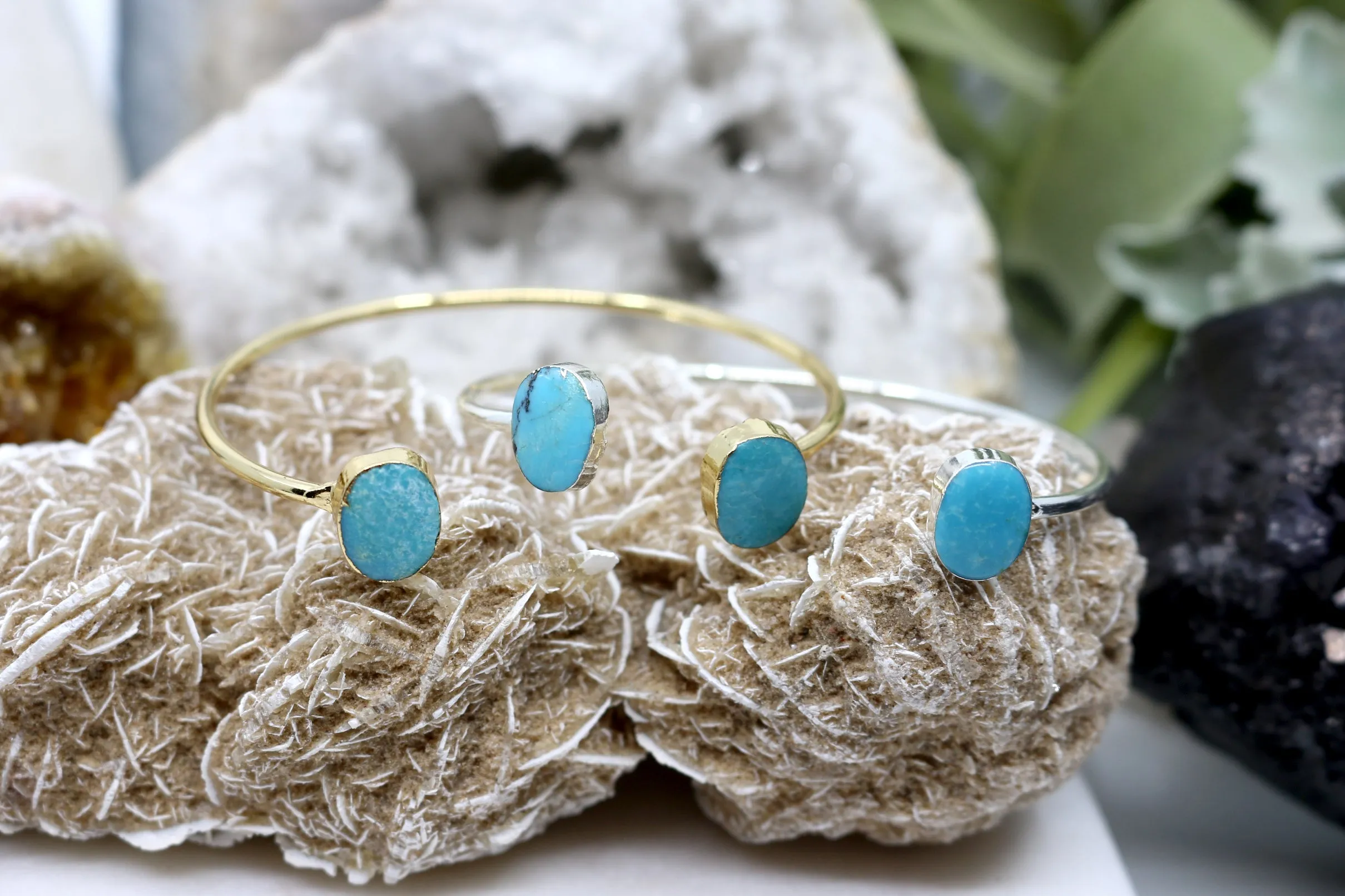 Stand Strong // Turquoise Bangle, Silver or Gold, Blue Stone, Southwest Jewelry // BH-B008