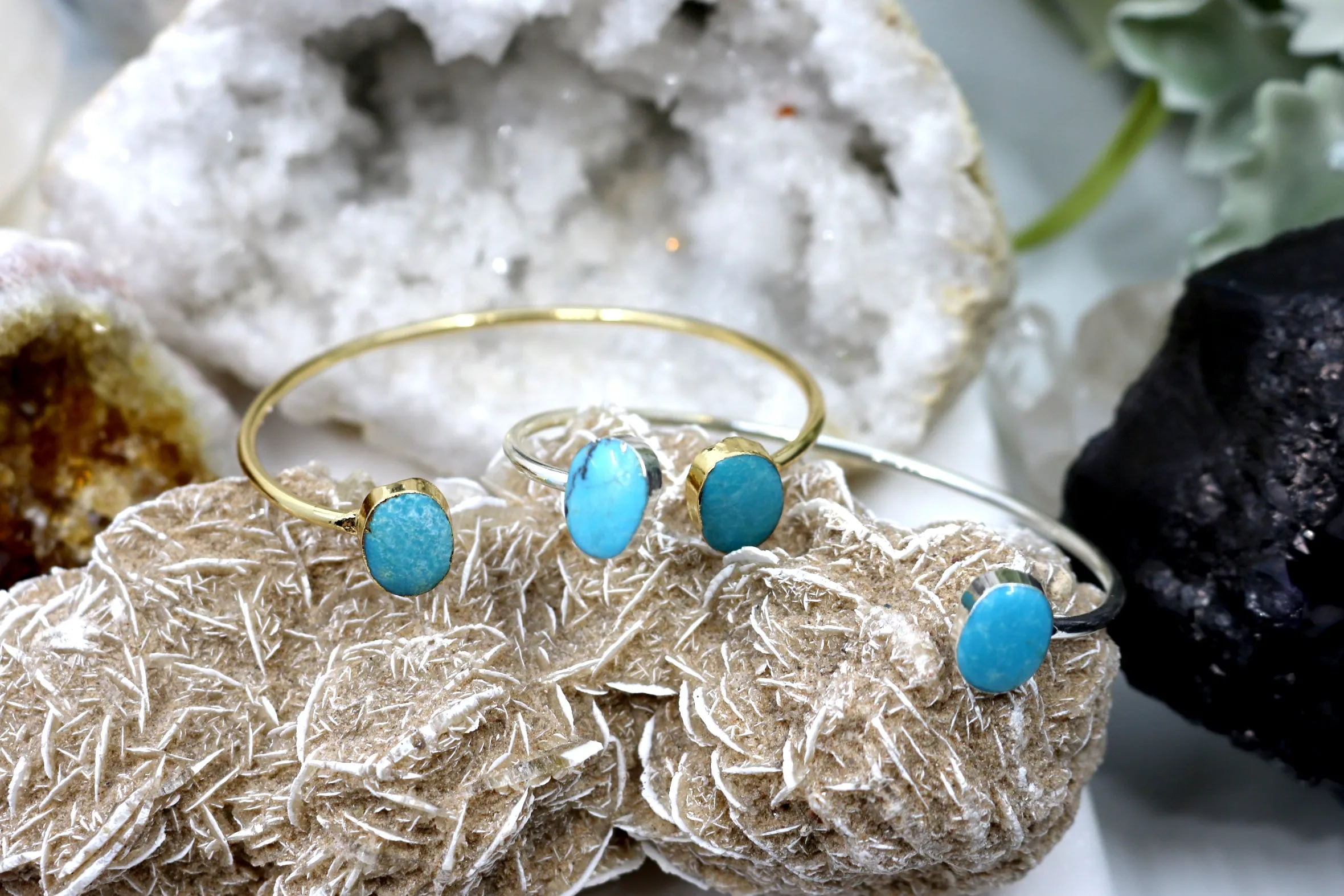 Stand Strong // Turquoise Bangle, Silver or Gold, Blue Stone, Southwest Jewelry // BH-B008