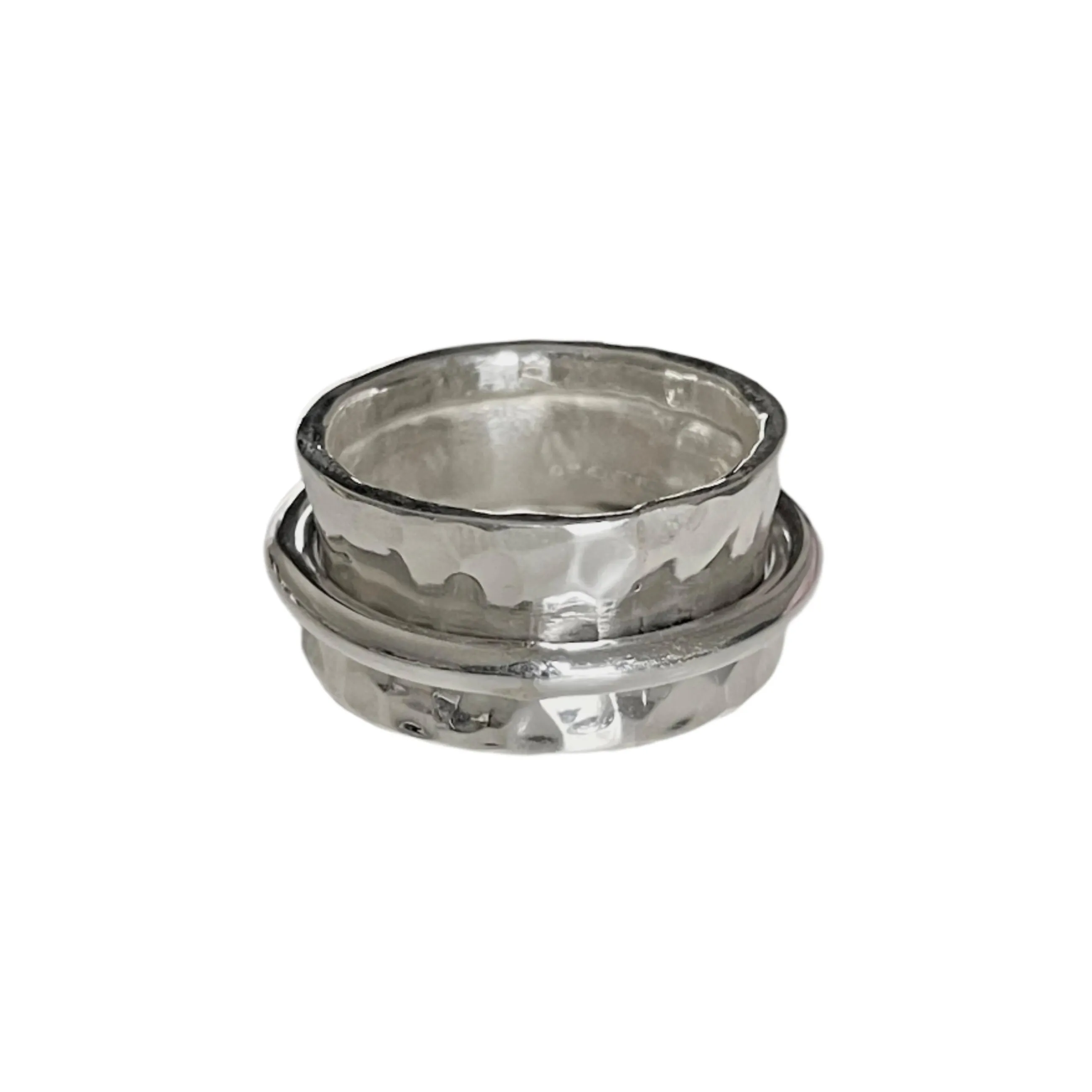 Statement Hammered Spinner Ring in Sterling Silver