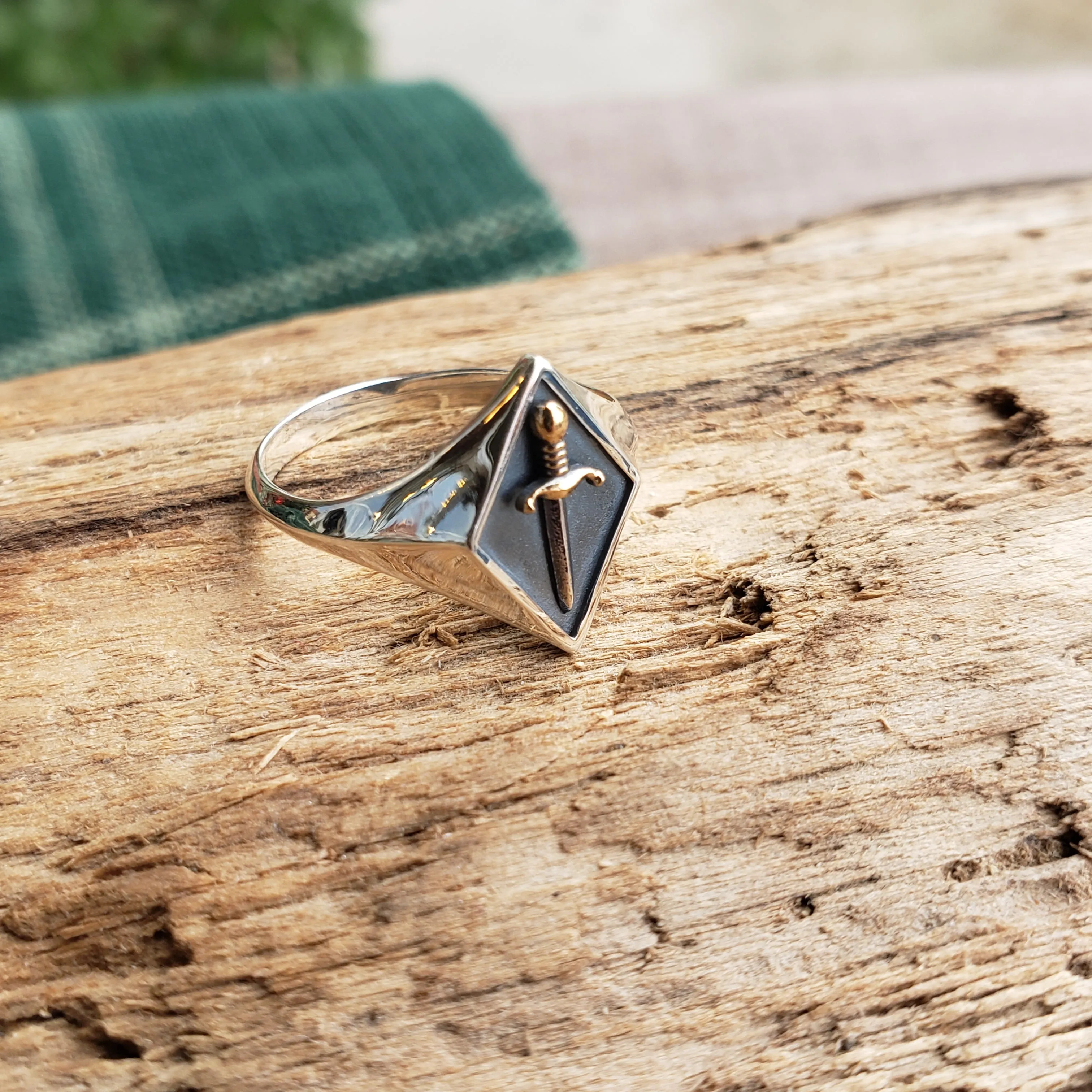 Sterling Silver Dagger Signet Ring