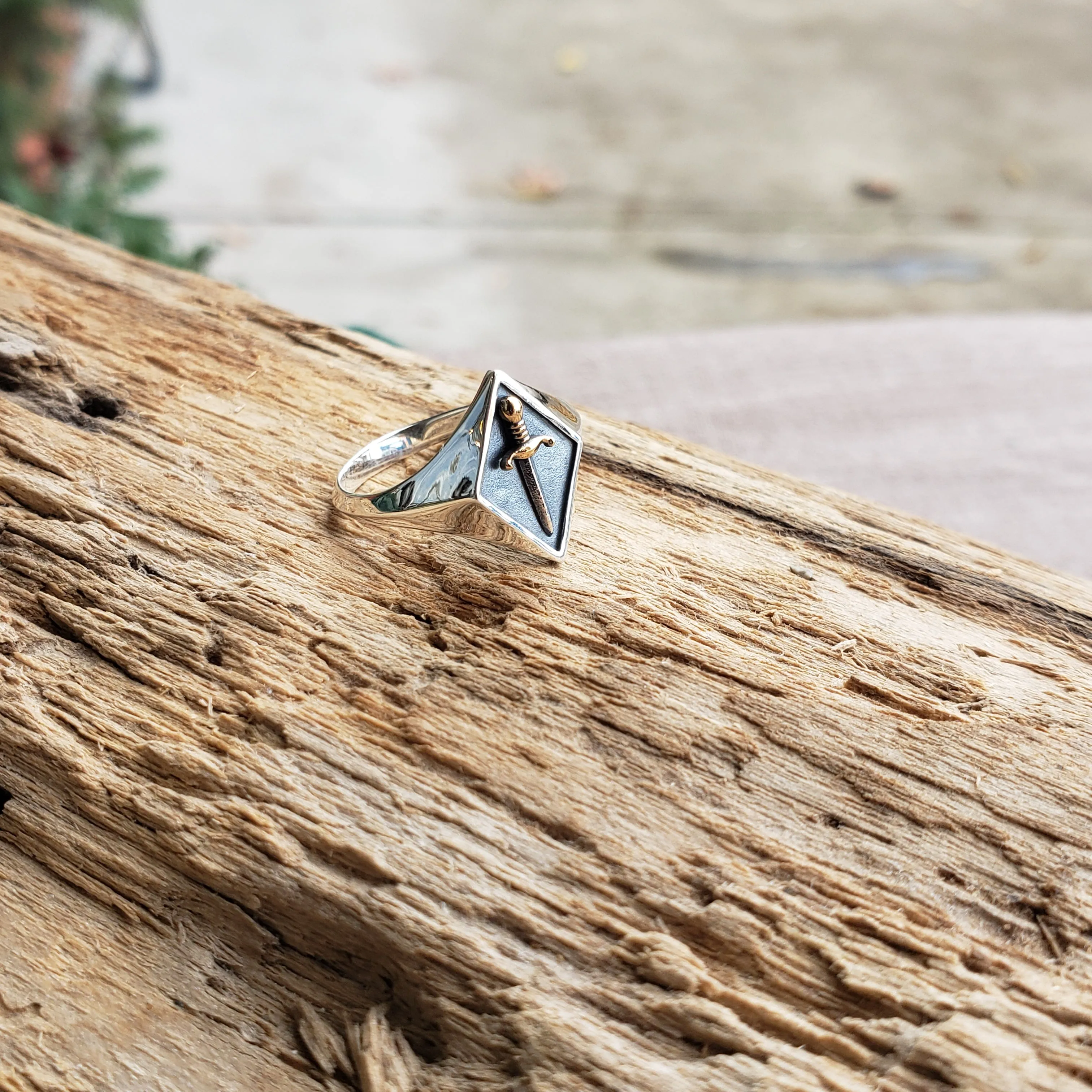 Sterling Silver Dagger Signet Ring