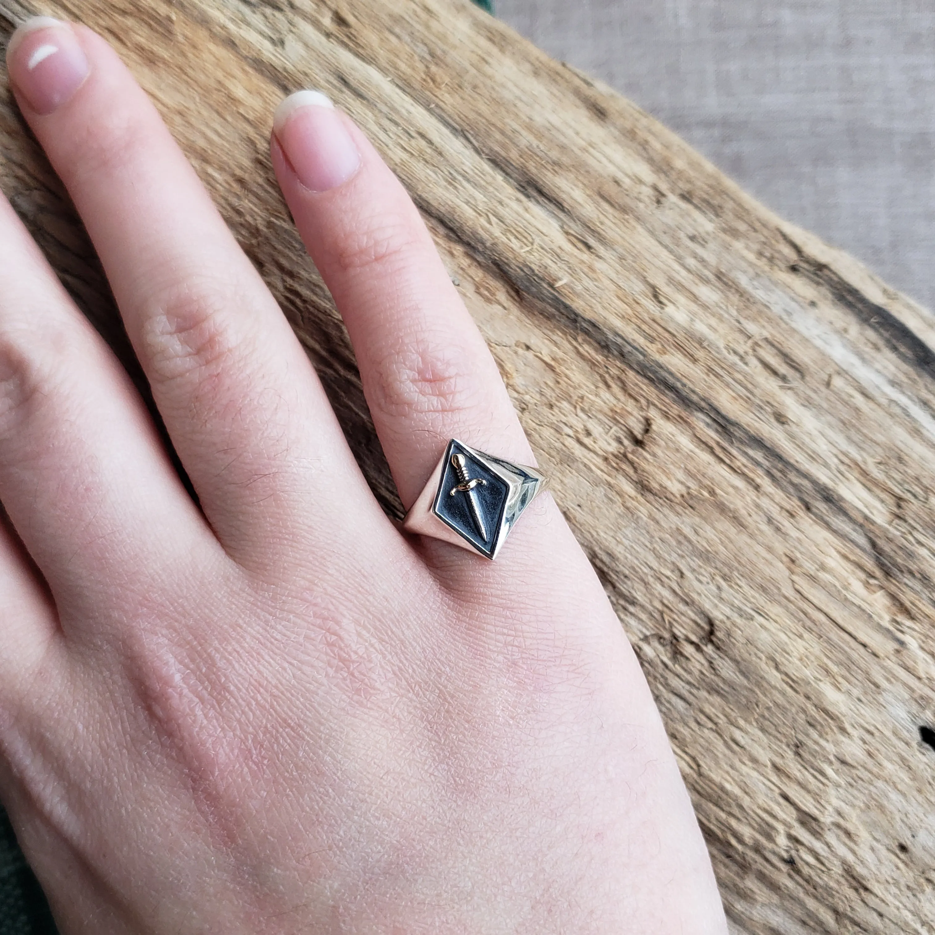 Sterling Silver Dagger Signet Ring