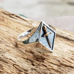Sterling Silver Dagger Signet Ring