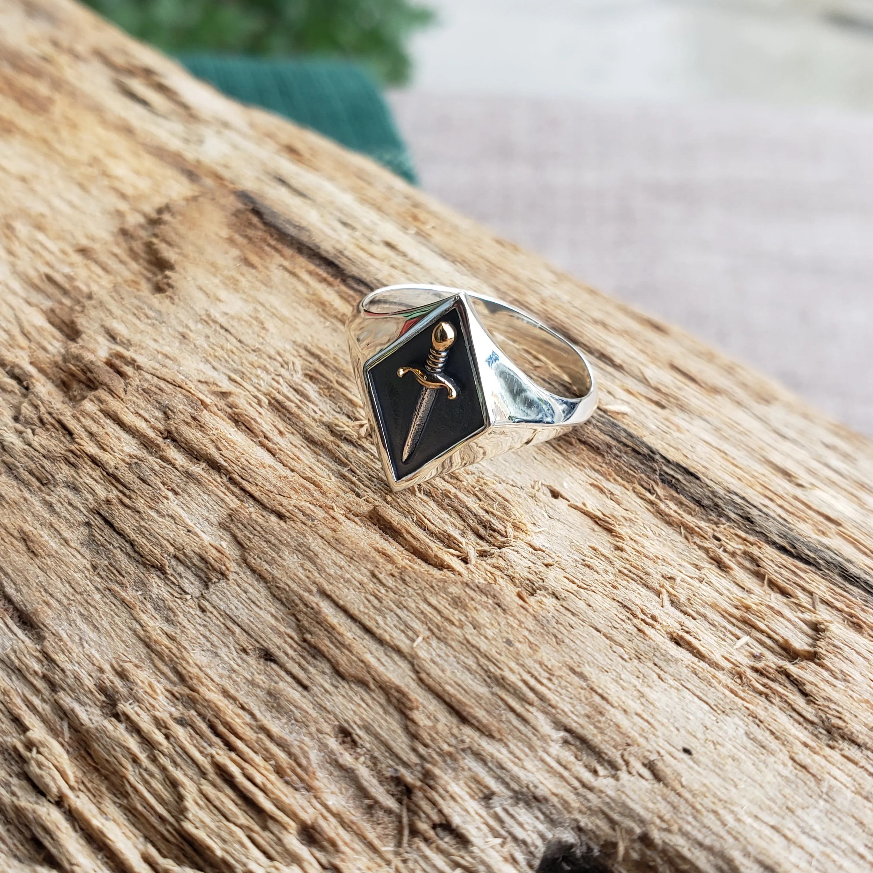 Sterling Silver Dagger Signet Ring