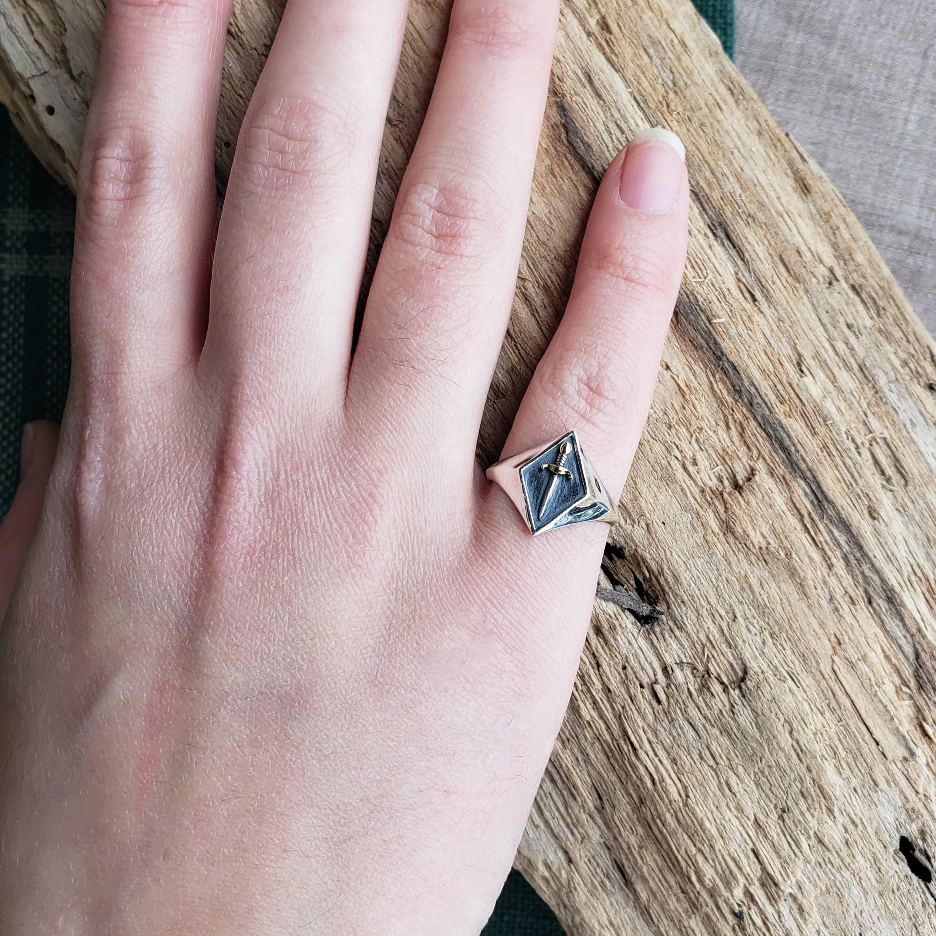 Sterling Silver Dagger Signet Ring