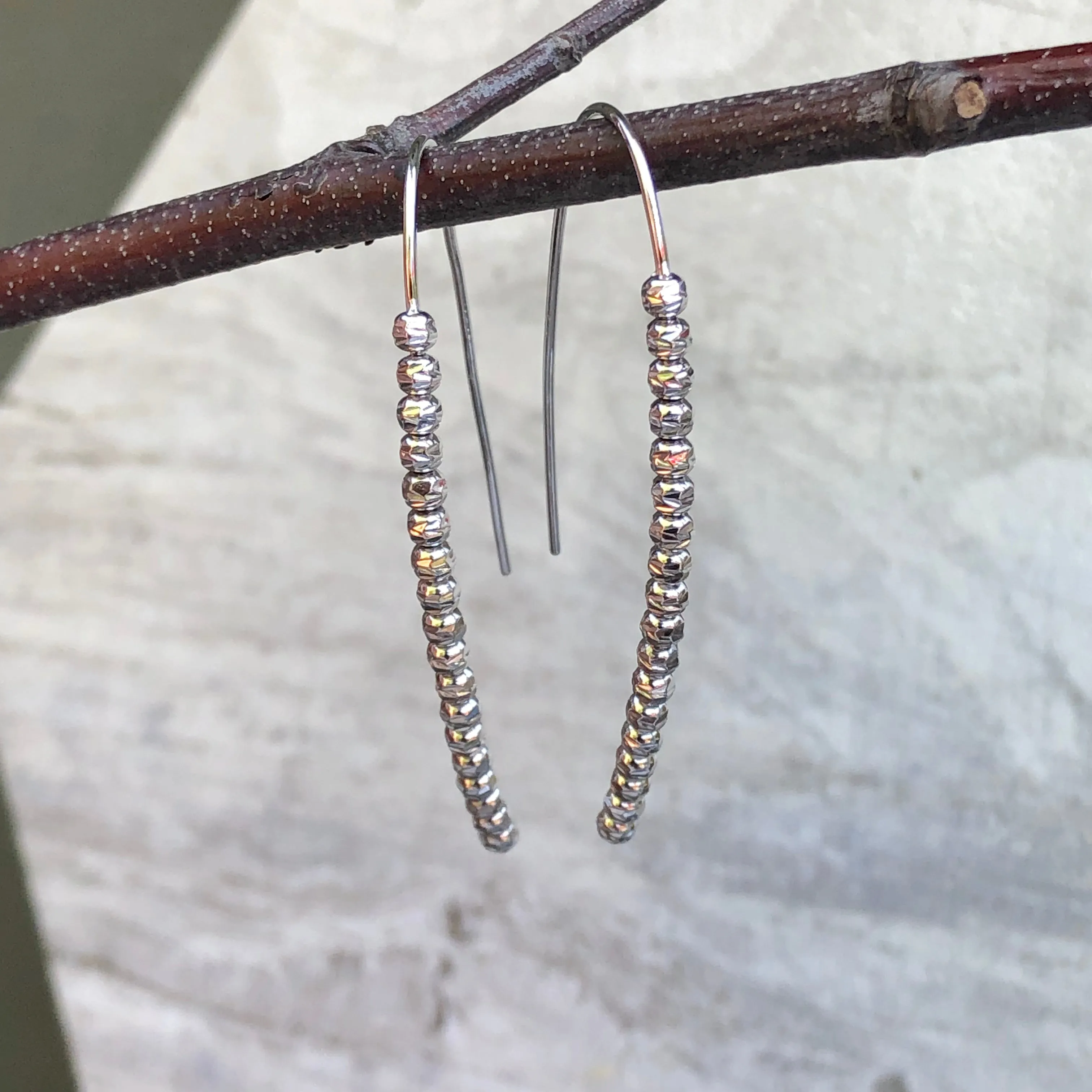 Sterling Silver Threader Beaded Ear Wire Earrings