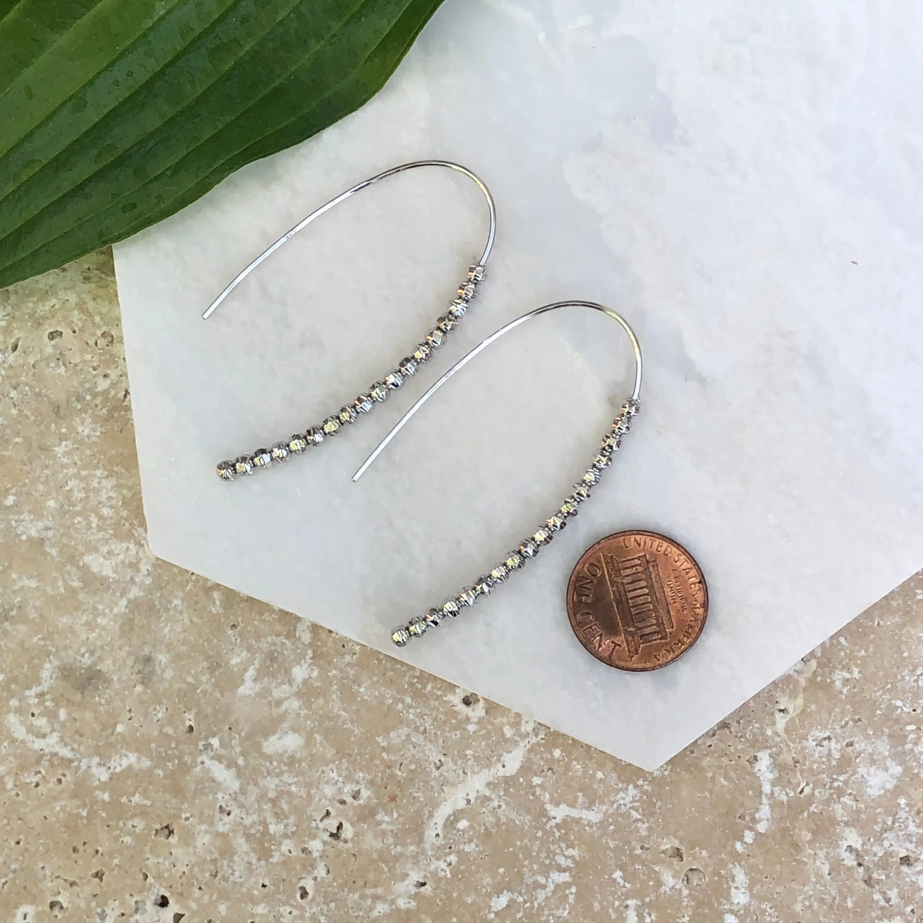 Sterling Silver Threader Beaded Ear Wire Earrings