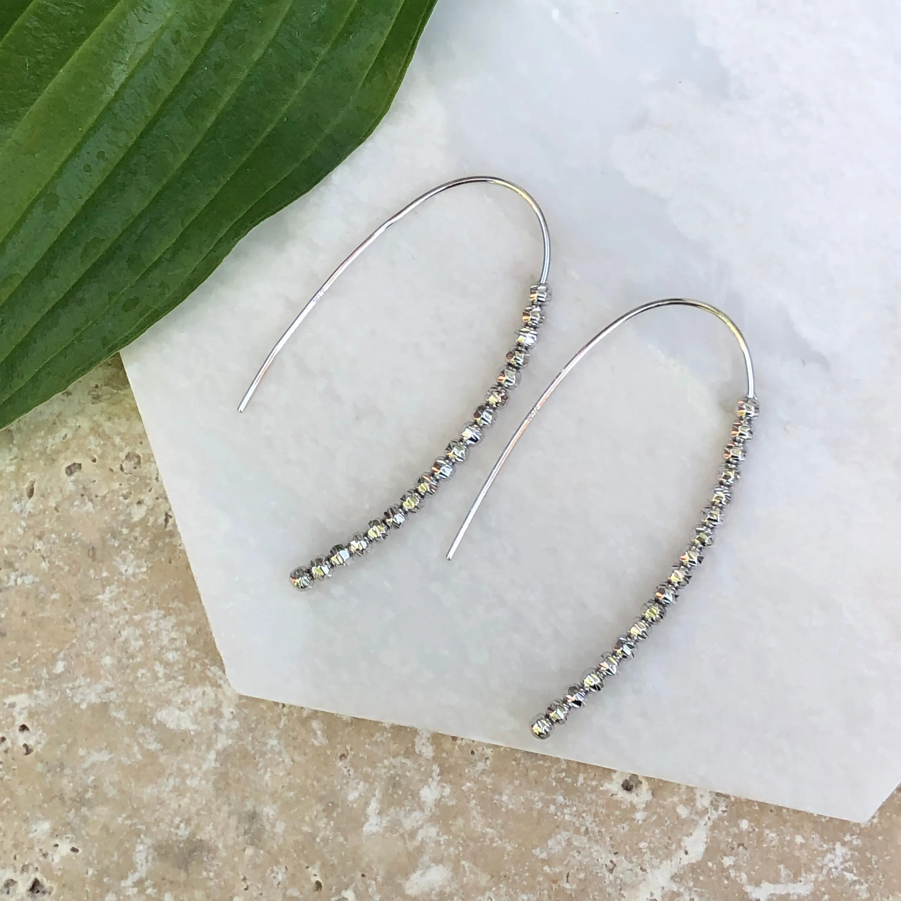 Sterling Silver Threader Beaded Ear Wire Earrings